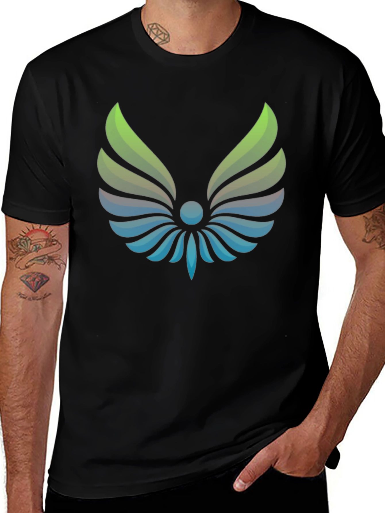 Winged Logo Black T-Shirt - Modern Graphic Tee