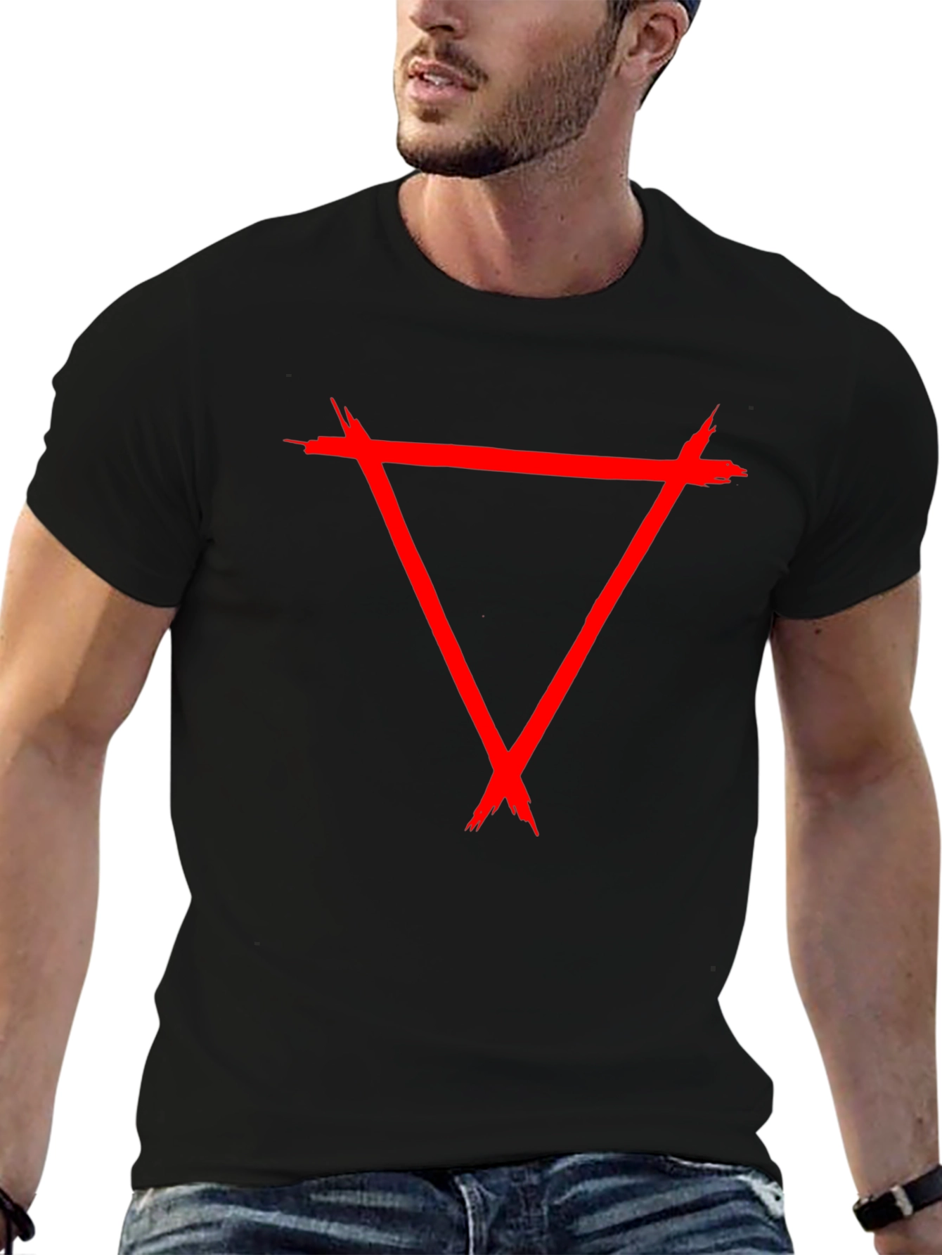 Red Triangle Graphic Black Tee