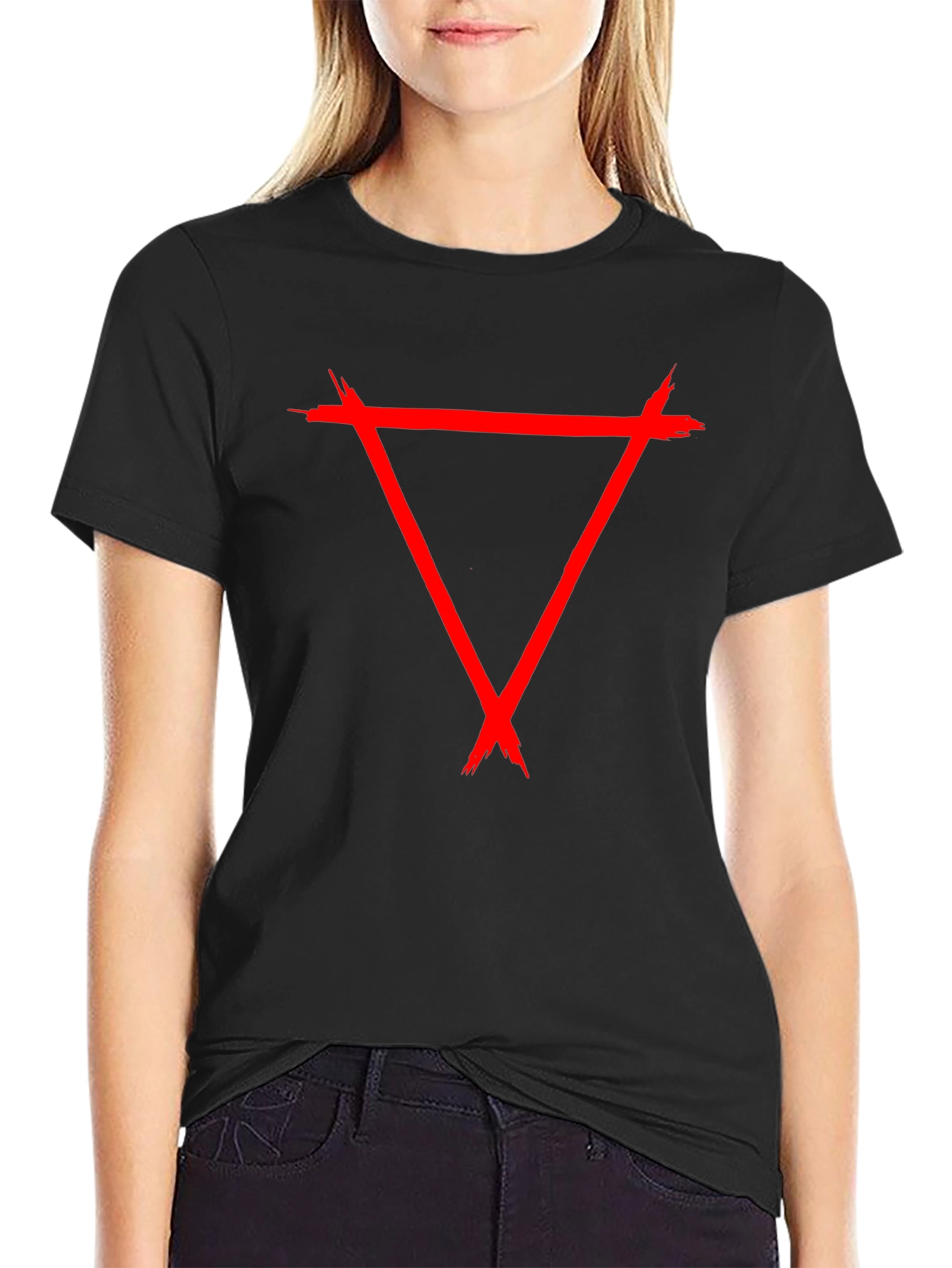 Red Triangle Graphic Black Tee