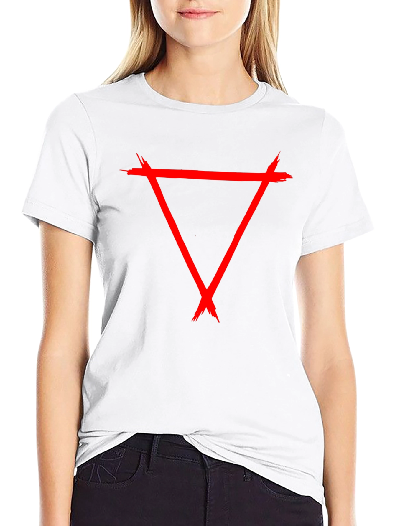 Red Triangle Graphic Black Tee