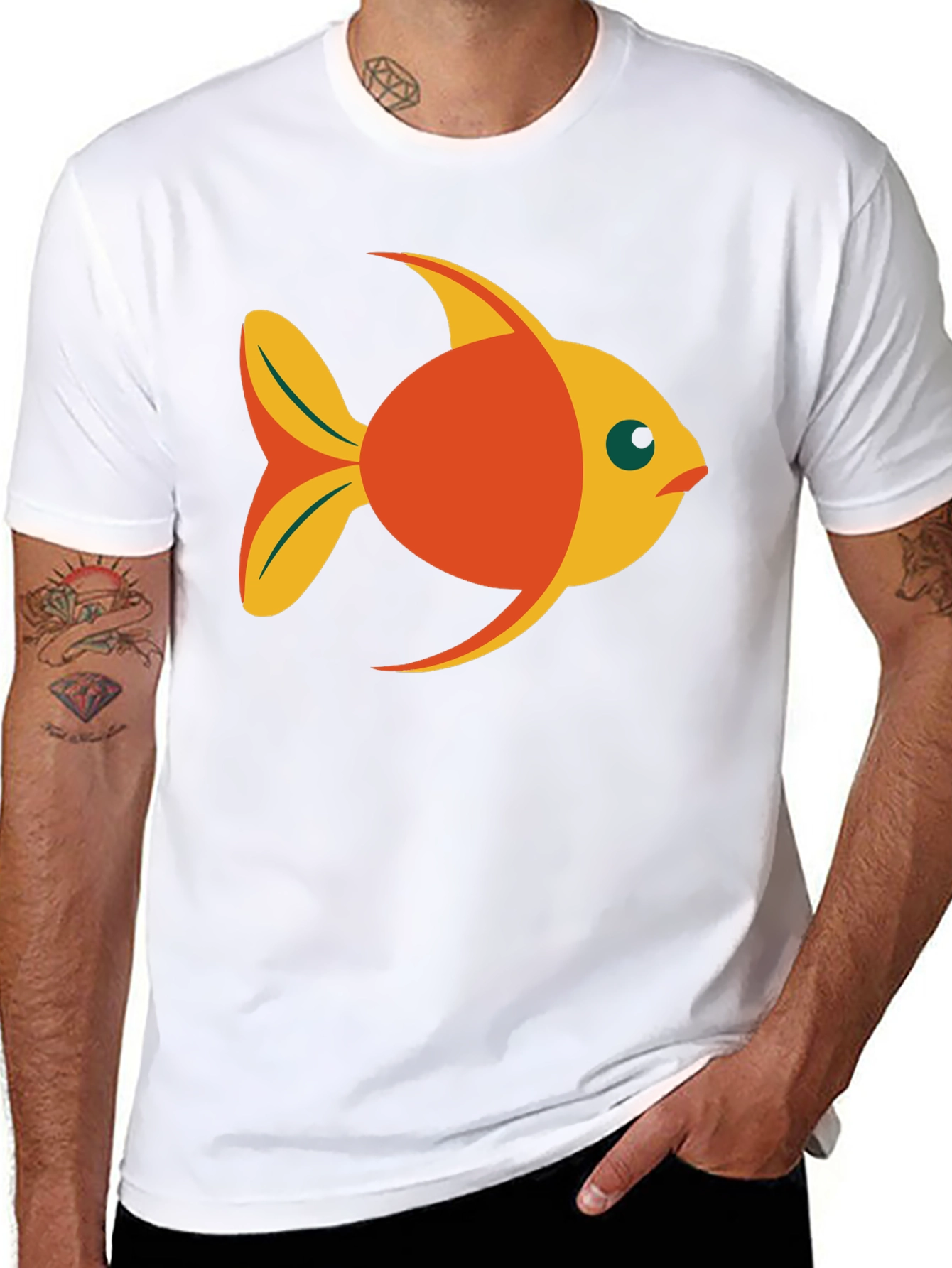 Fish Graphic Black T-Shirt - Fun Casual Wear