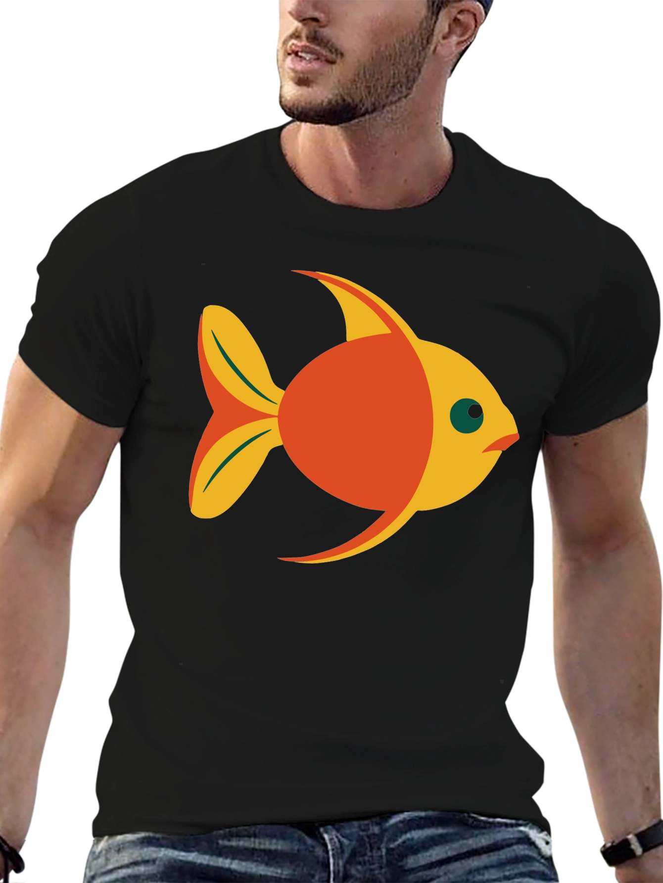 Fish Graphic Black T-Shirt - Fun Casual Wear