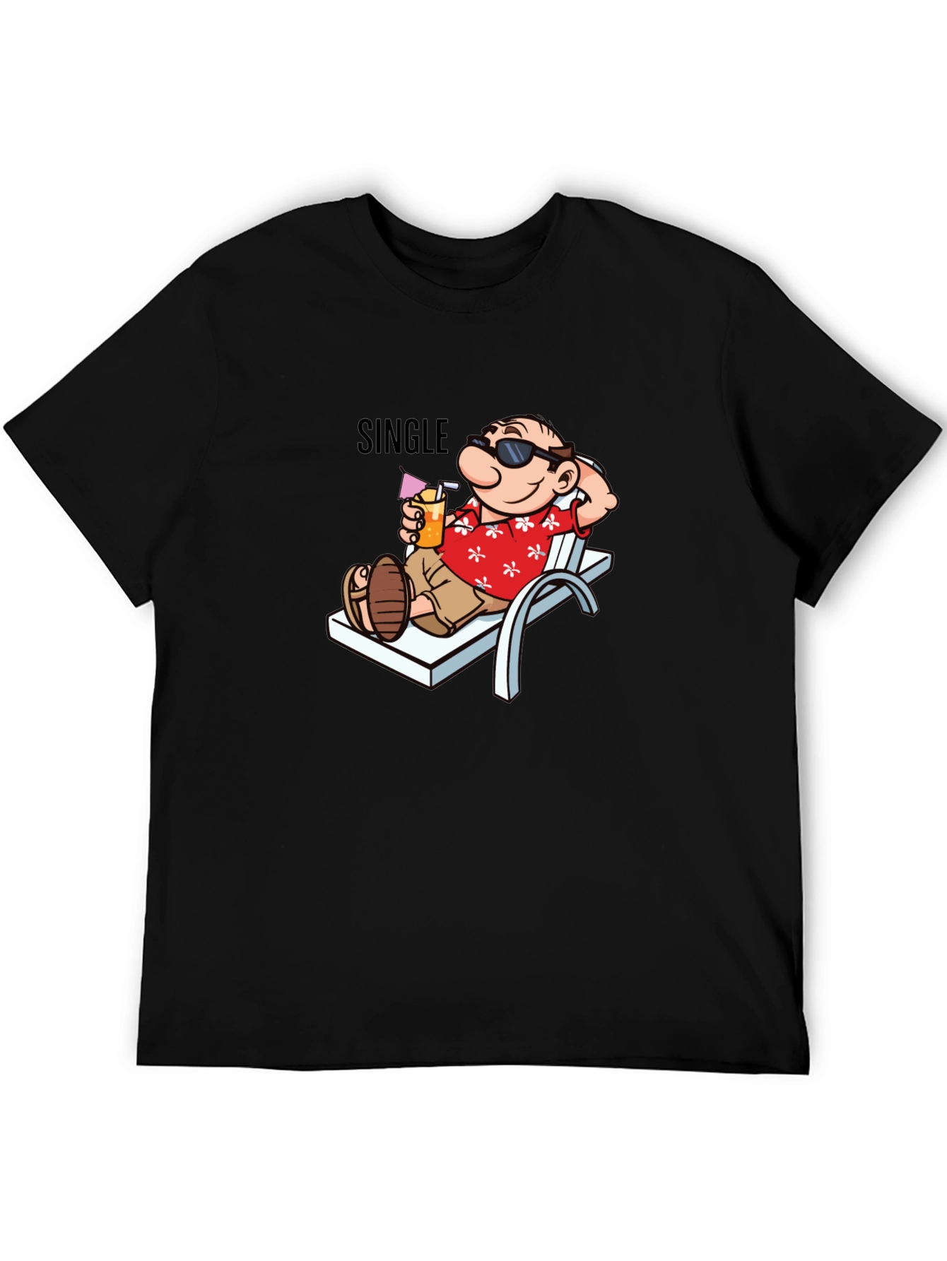 Single Man Cartoon Relaxing Graphic T-Shirt