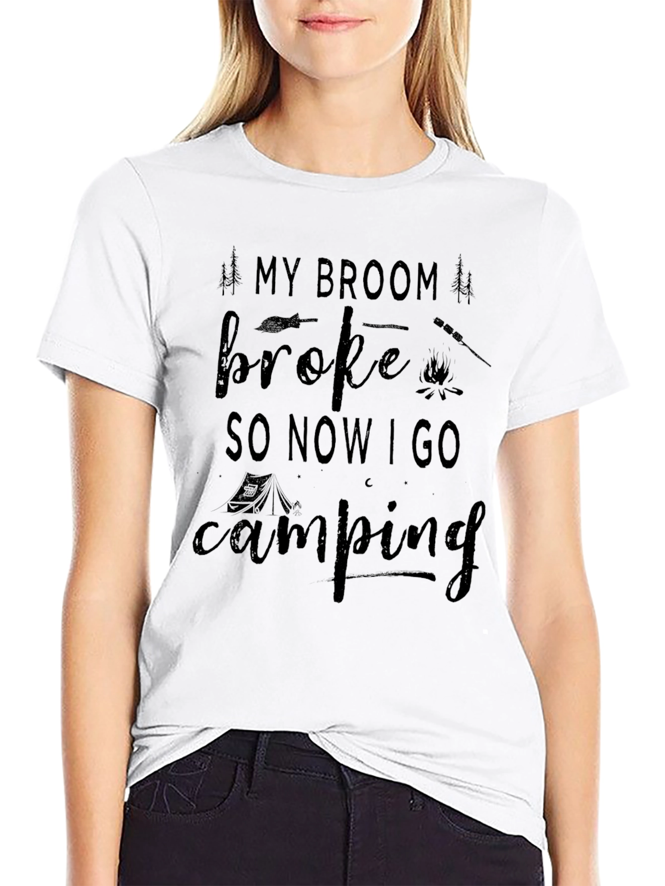 Camping Graphic T-Shirt: My Broom Broke!