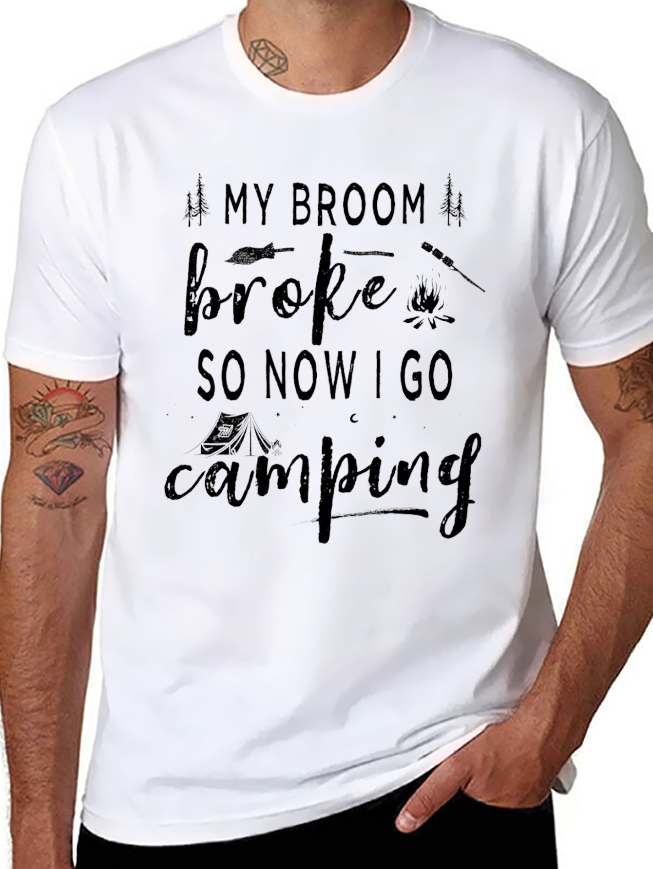 Camping Graphic T-Shirt: My Broom Broke!