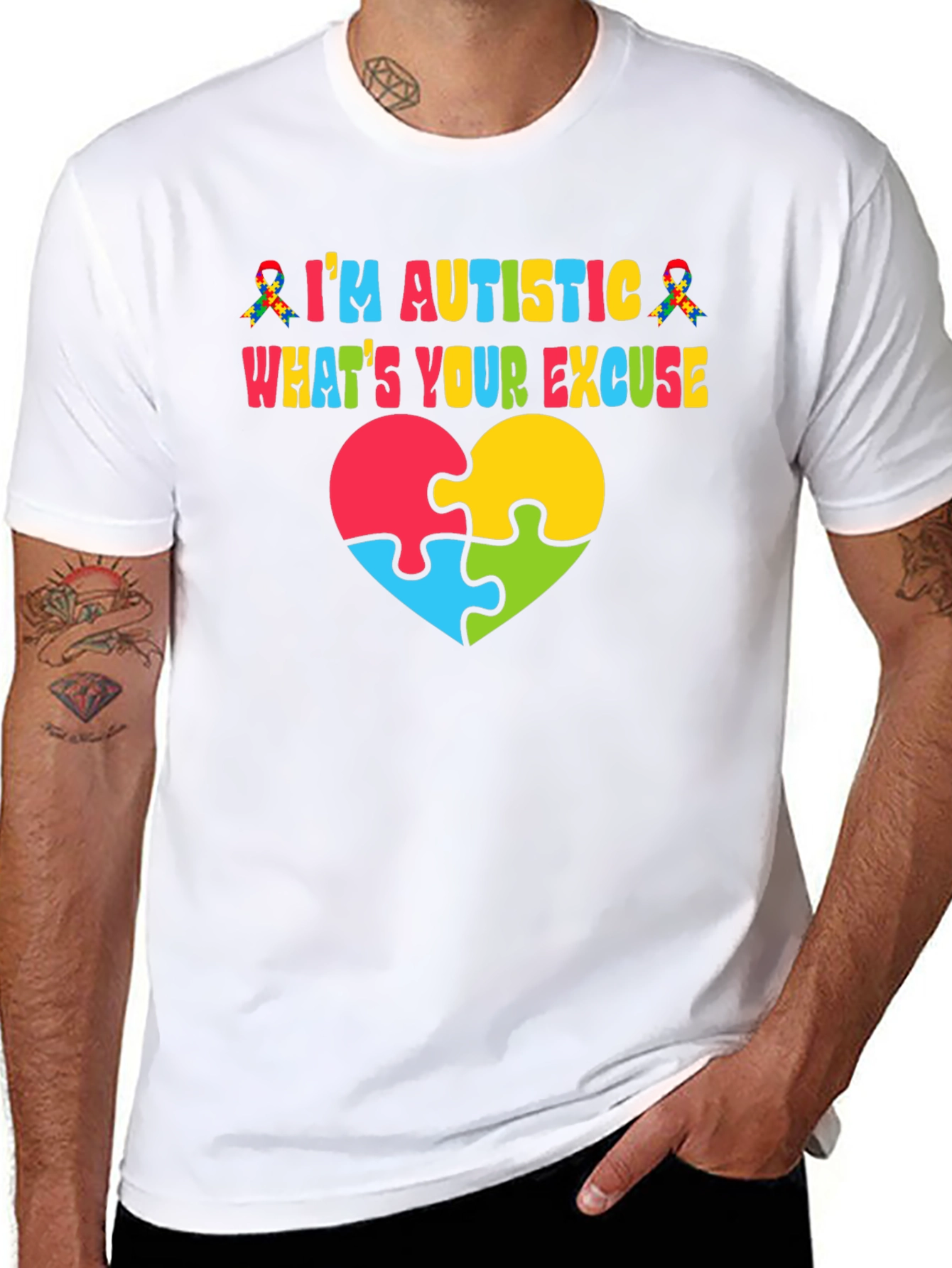 Autism Awareness T-Shirt - Puzzle Heart Design