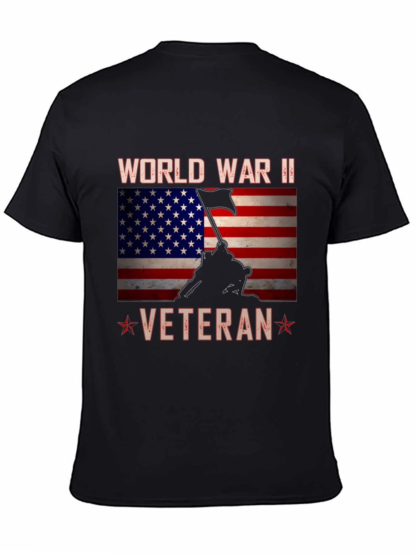 WWII Veteran T-Shirt - Patriotic American Flag Design
