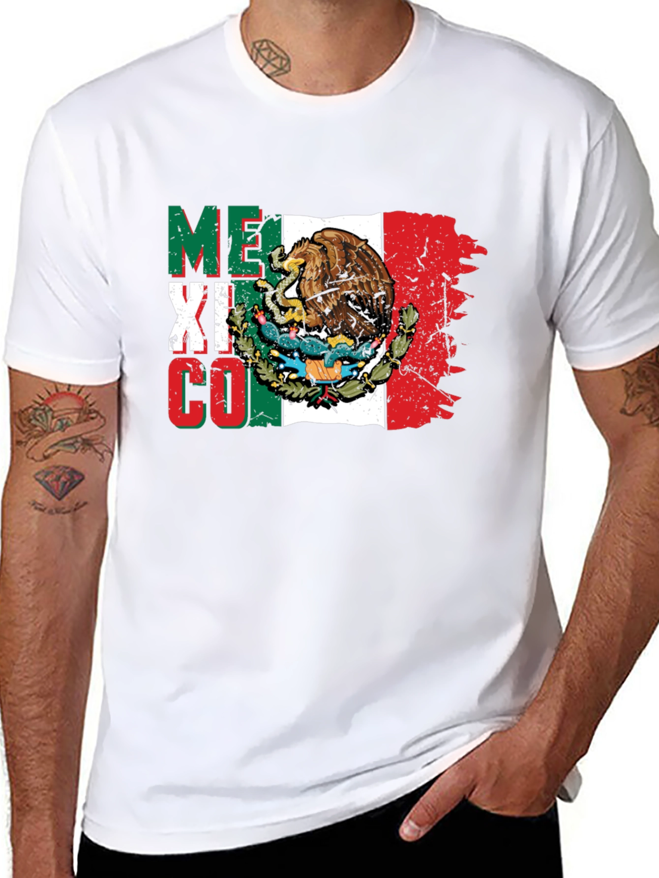 Mexico Flag Eagle T-Shirt - Black