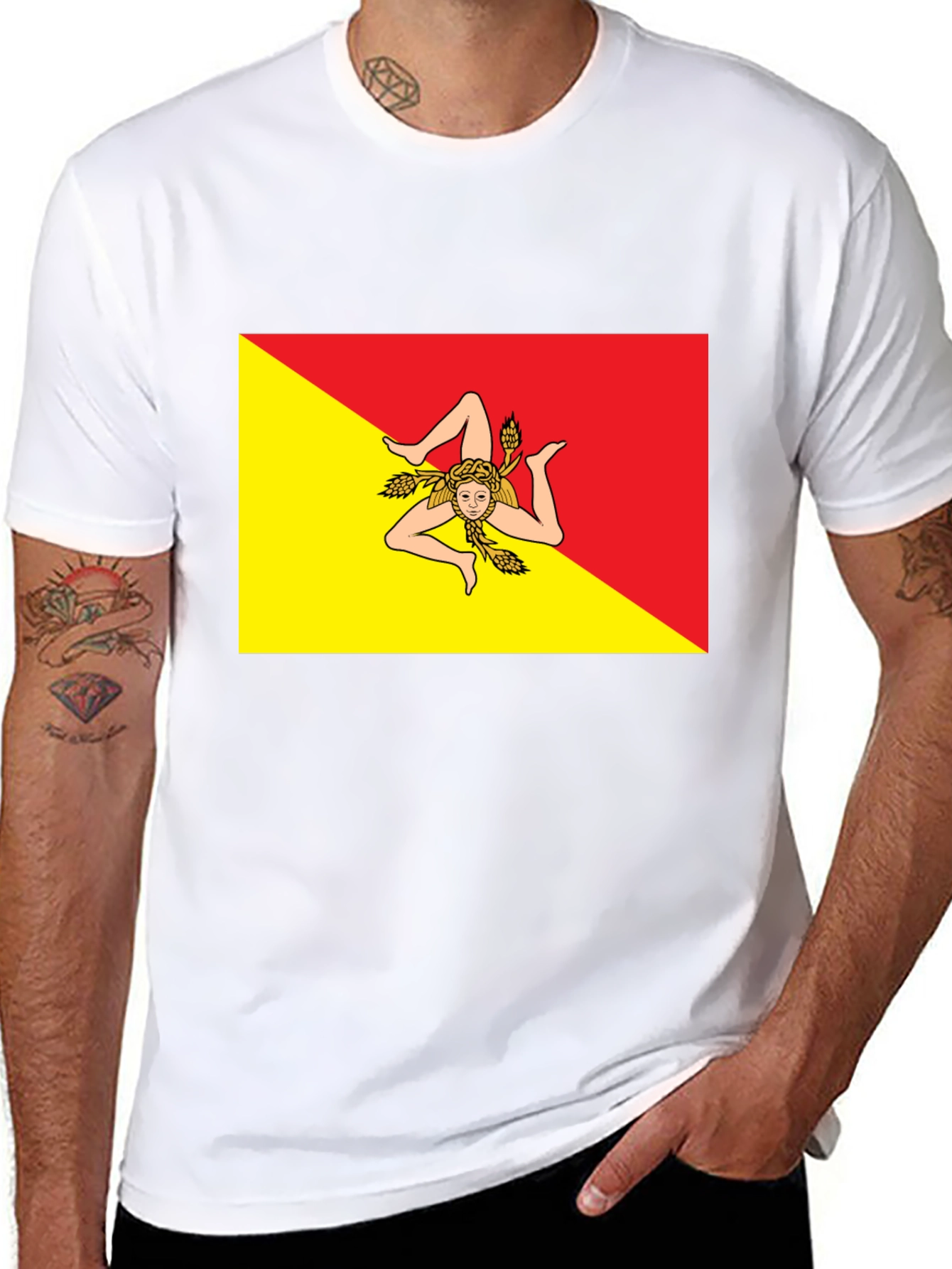 Sicily Flag T-Shirt - Mens Black Tee