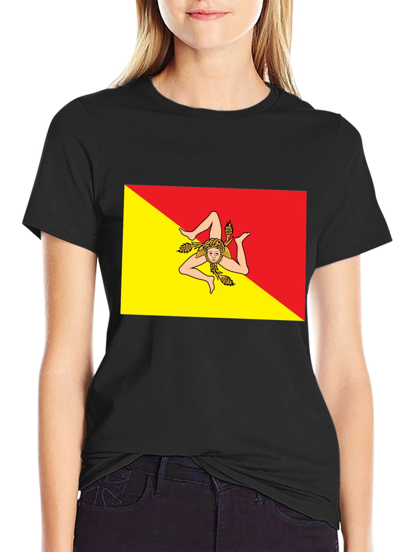 Sicily Flag T-Shirt - Mens Black Tee