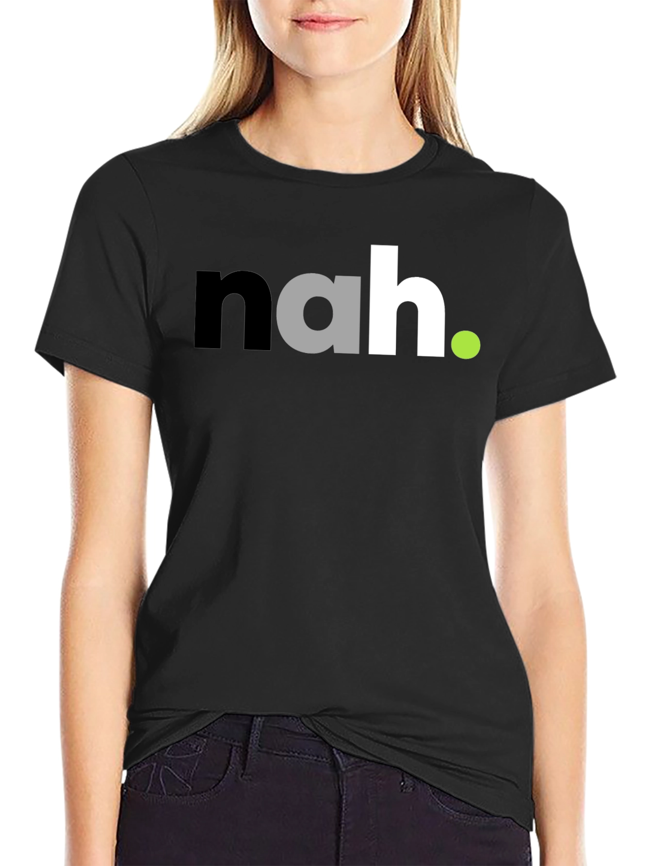 Funny Sarcastic Nah Graphic Mens Black T-Shirt