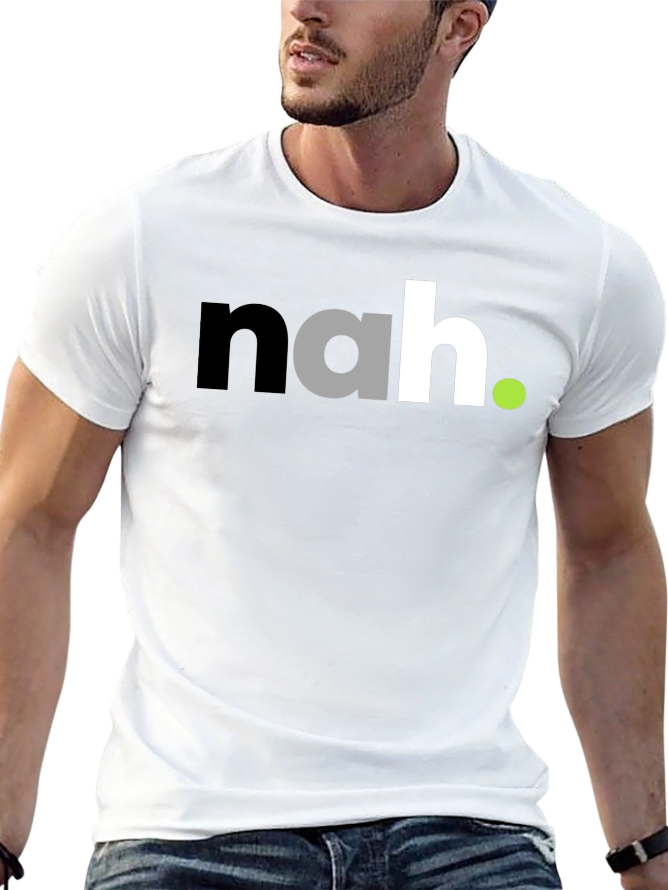Funny Sarcastic Nah Graphic Mens Black T-Shirt