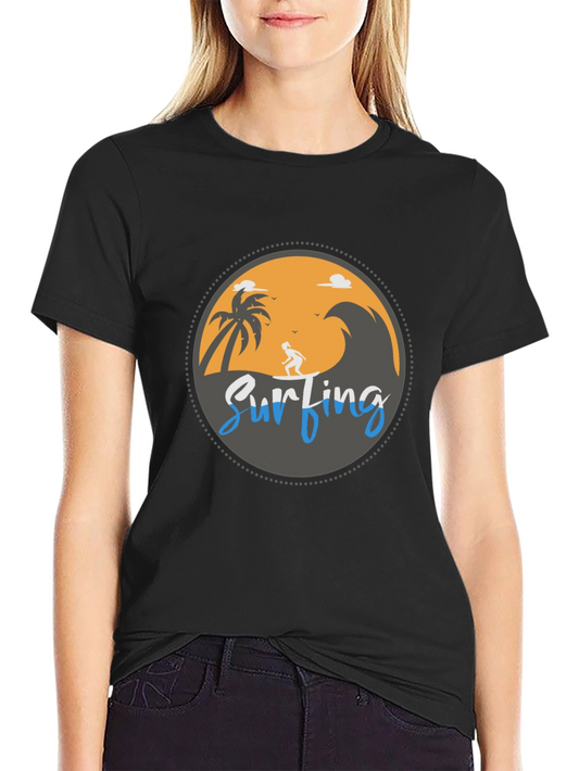 Surfing Beach Graphic T-Shirt