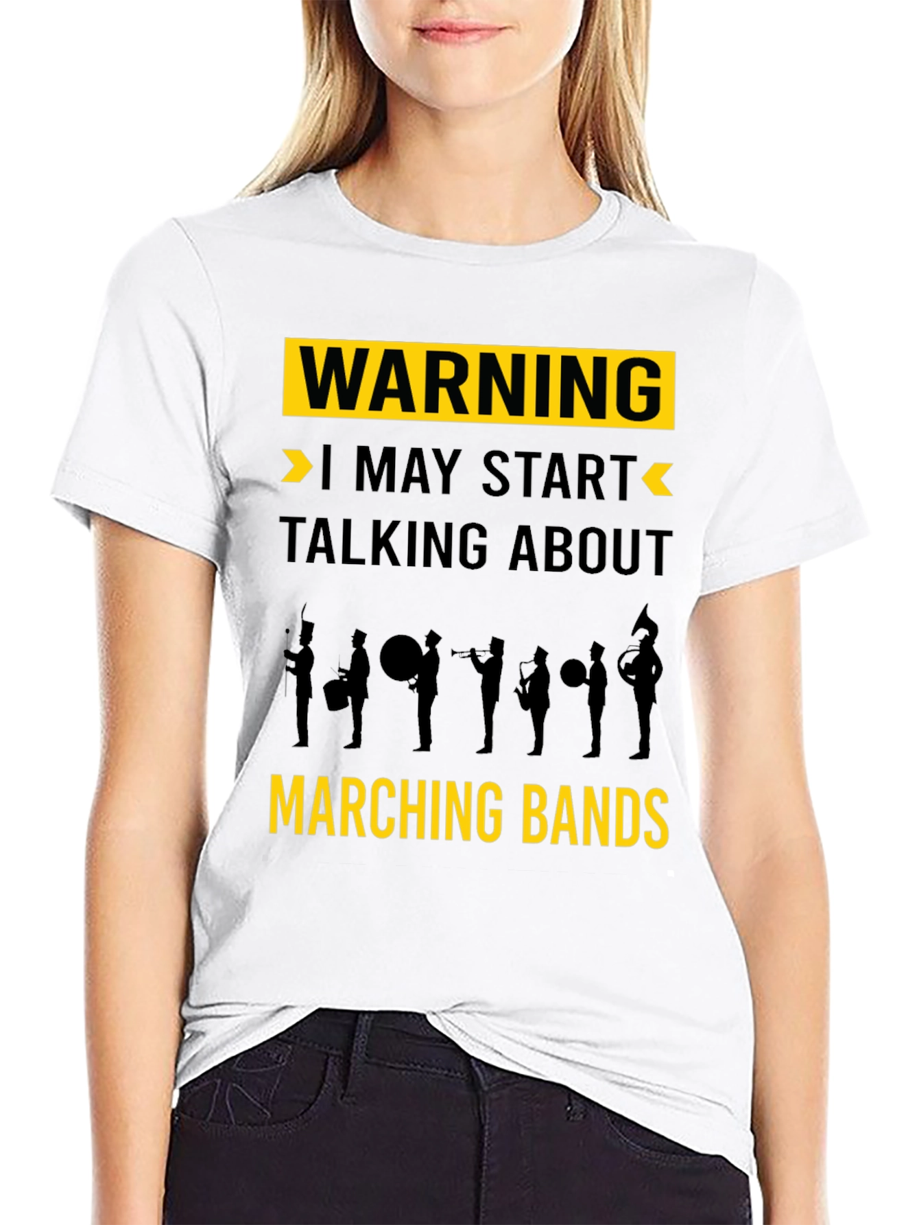 Warning May Start Talking Marching Bands Black T-Shirt