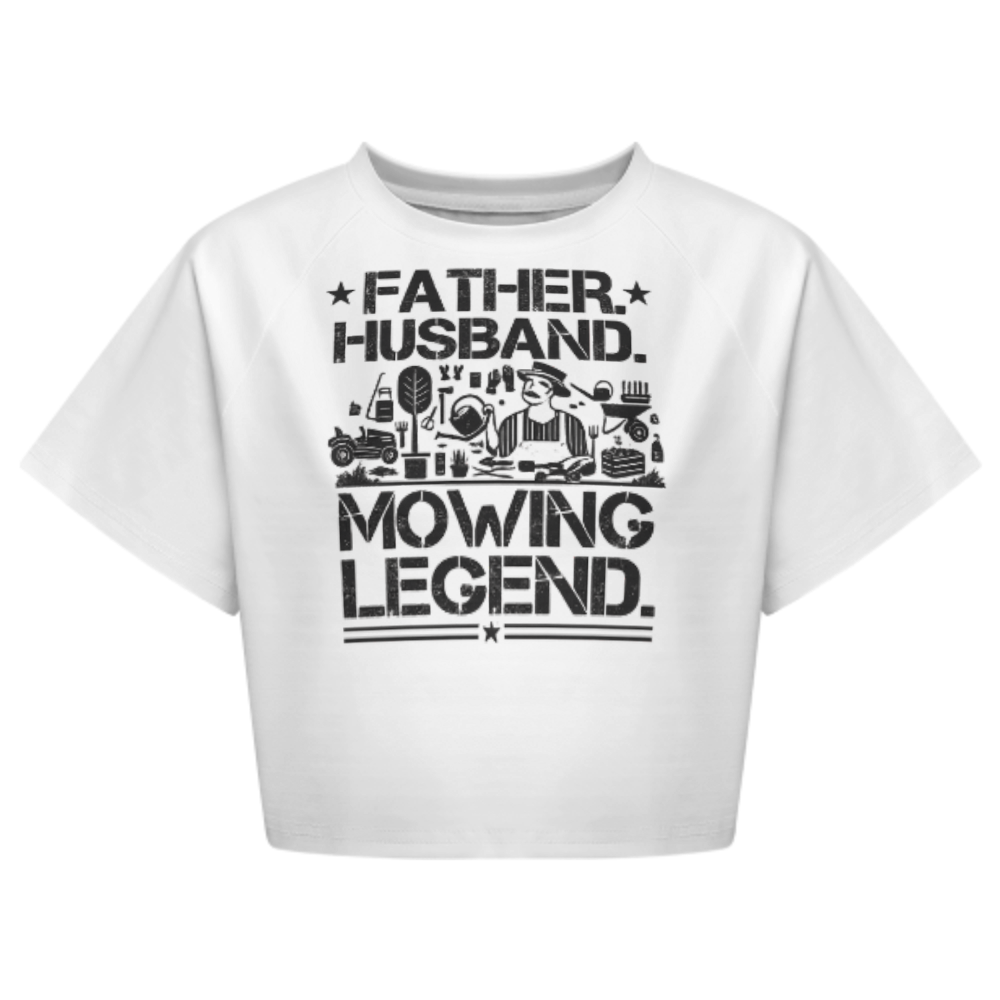 Father Husband Mowing Legend Graphic Crop T-Shirt – Funny Dad Lawn Care Tee for Women(z297)