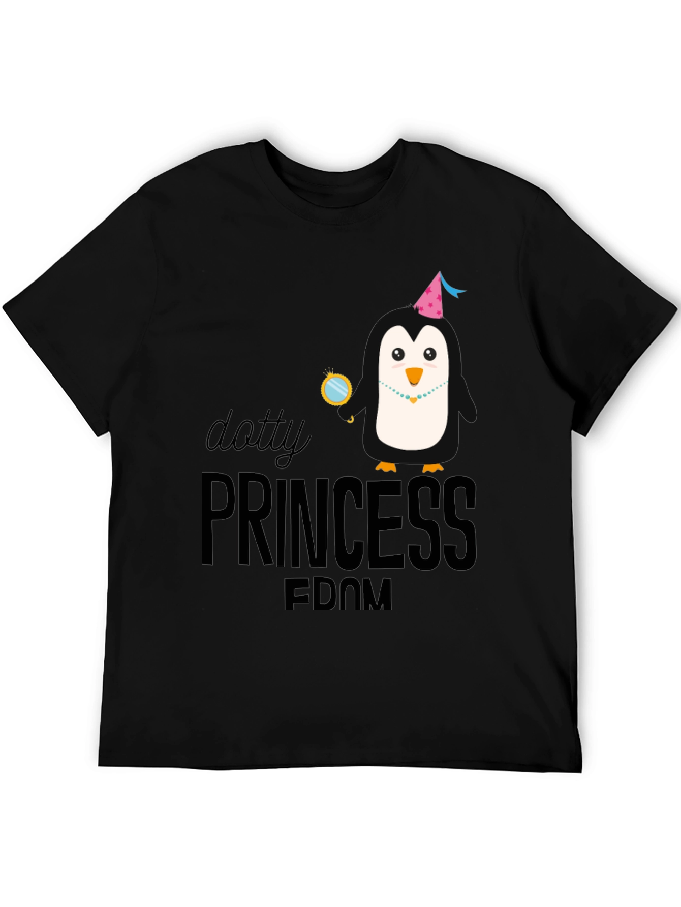 Dotty Princess Penguin Black T-Shirt