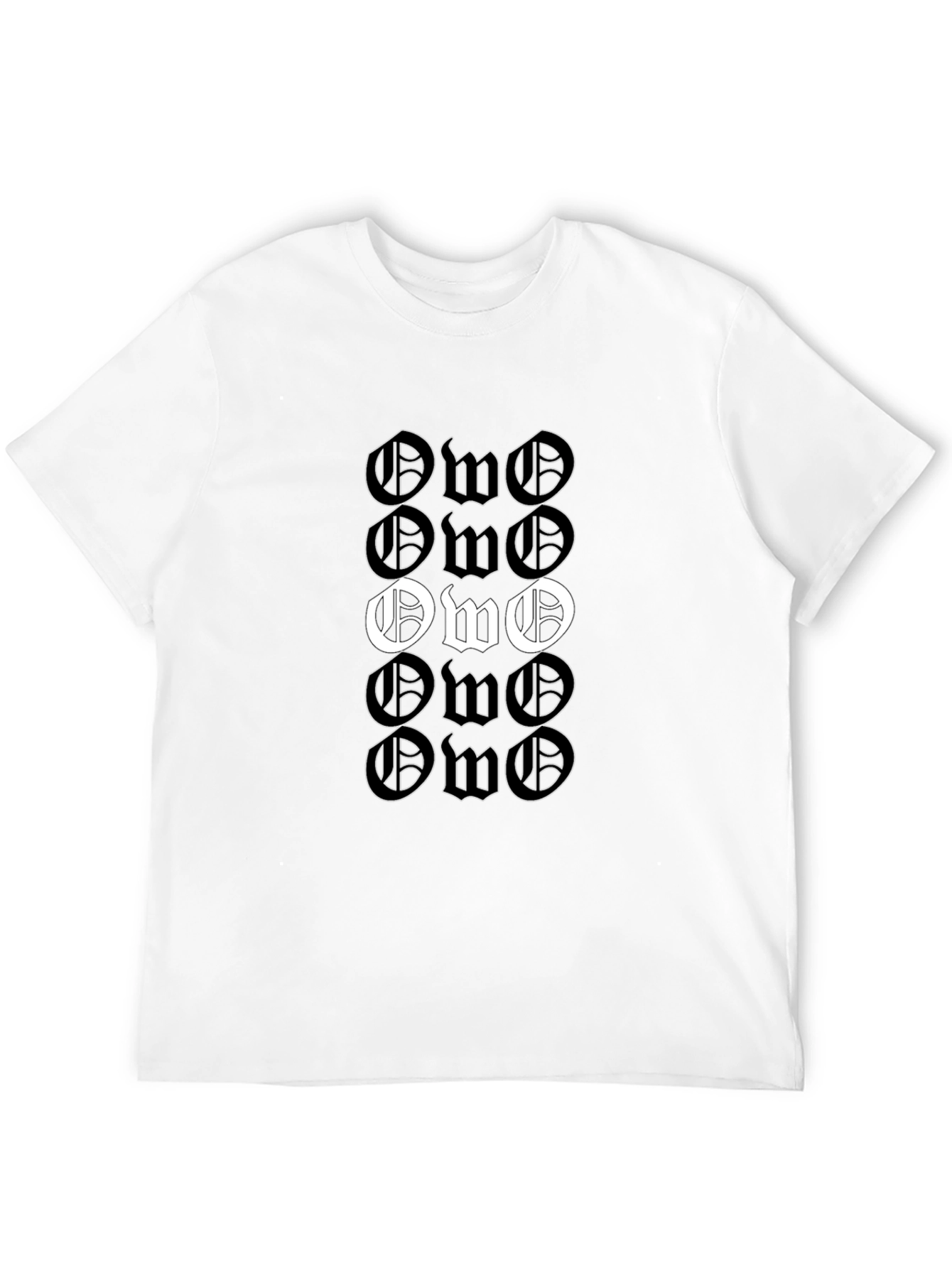 Black OWO Letter Print T-Shirt