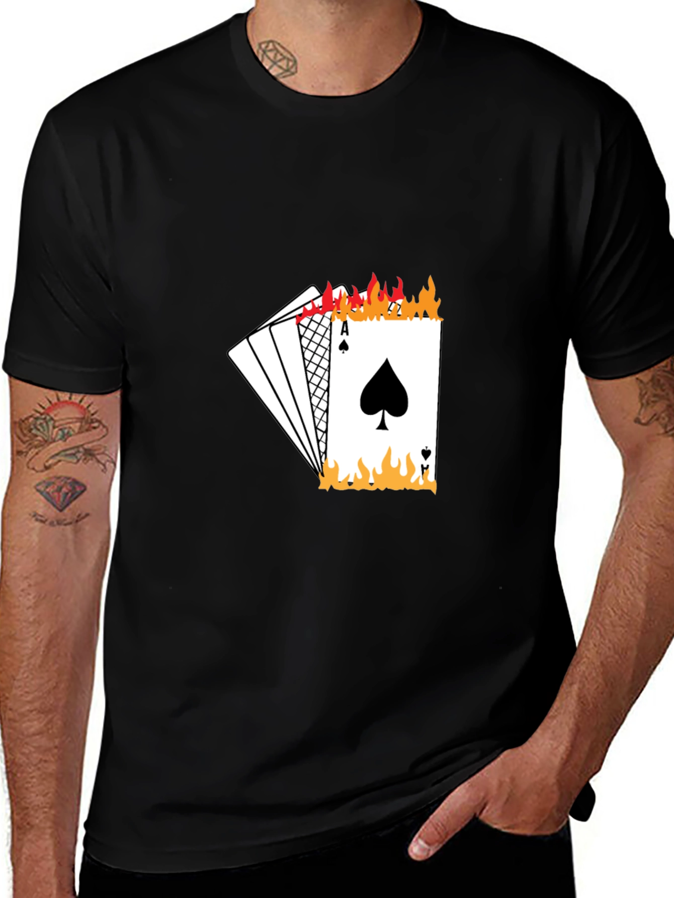 Ace of Spades Burning Playing Card Graphic T-Shirt