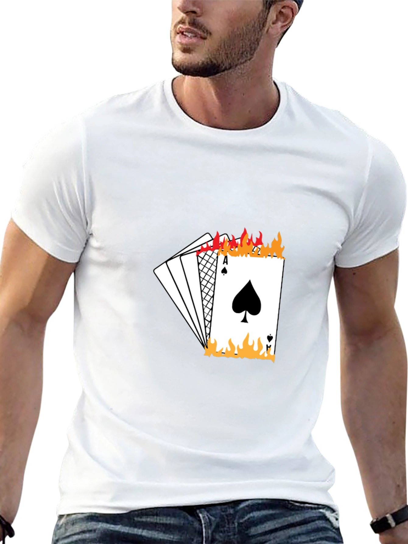 Ace of Spades Burning Playing Card Graphic T-Shirt