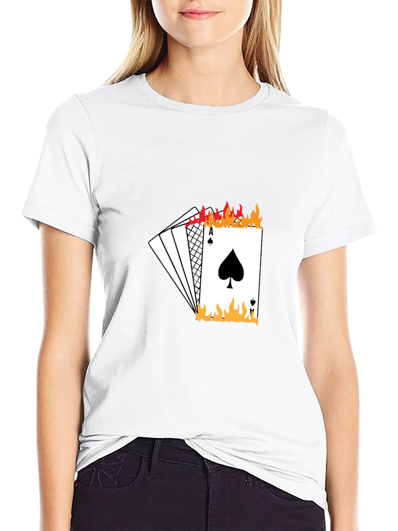 Ace of Spades Burning Playing Card Graphic T-Shirt
