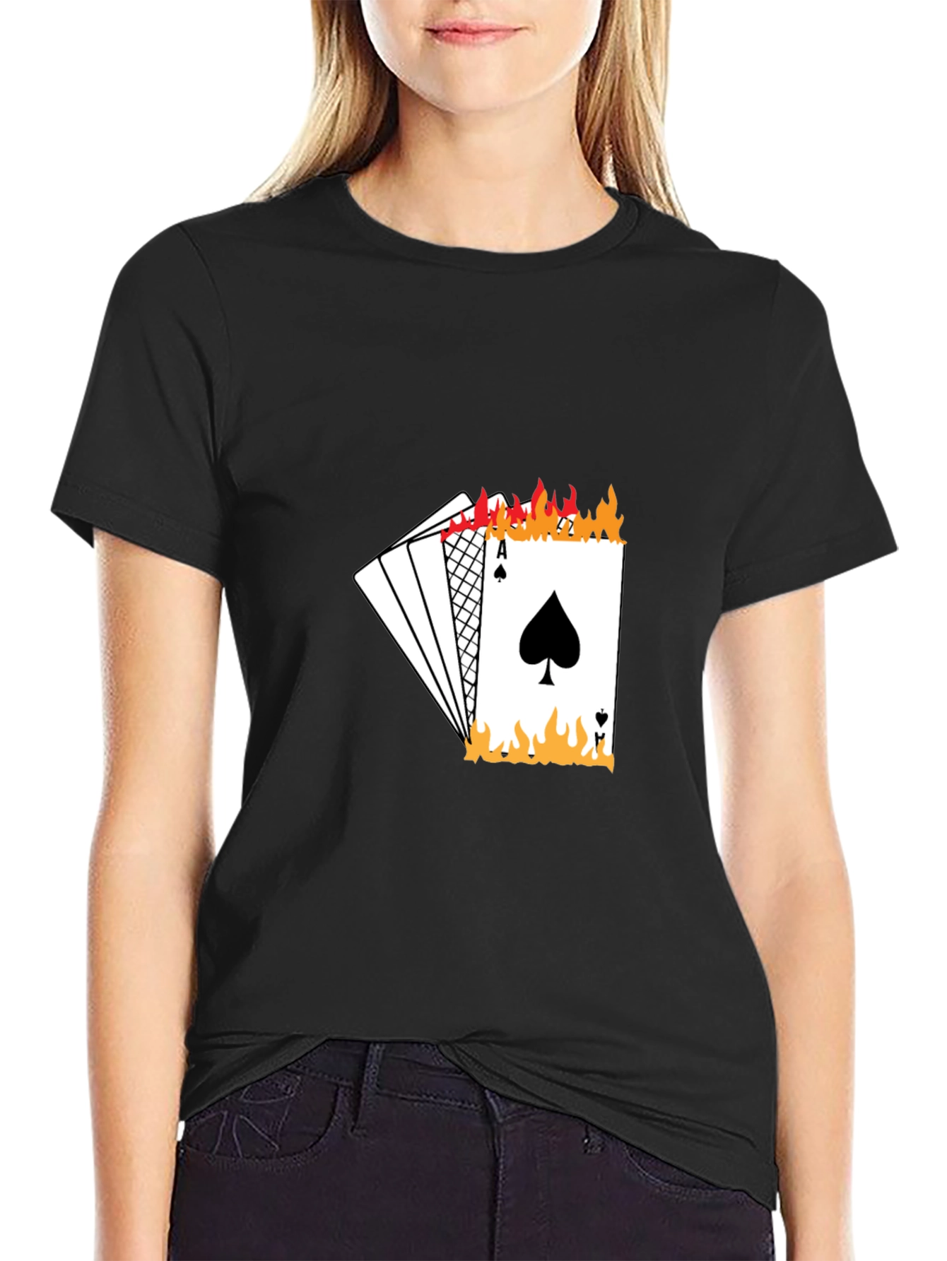 Ace of Spades Burning Playing Card Graphic T-Shirt
