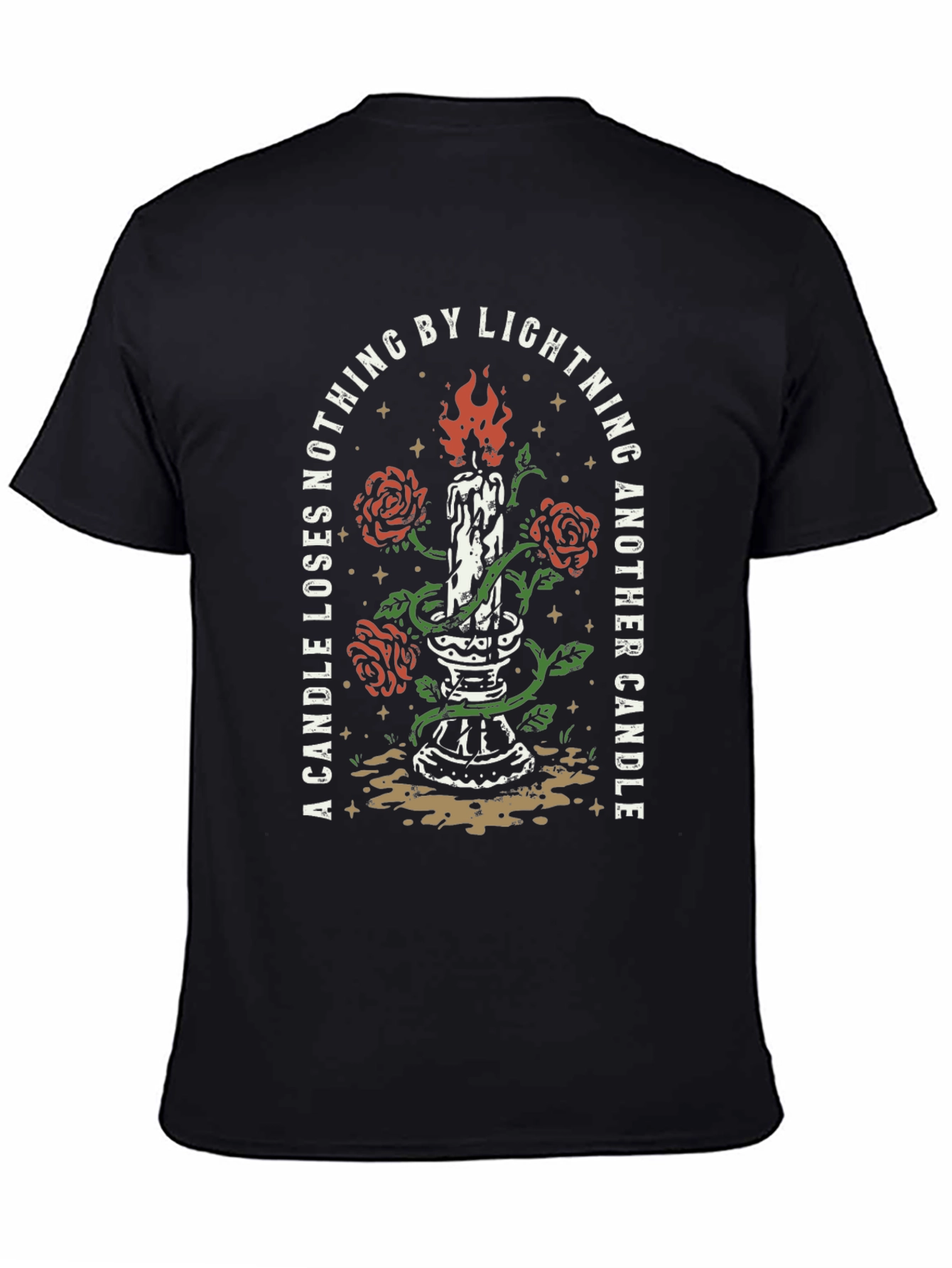 Candle Roses Lightning Black Graphic Tee