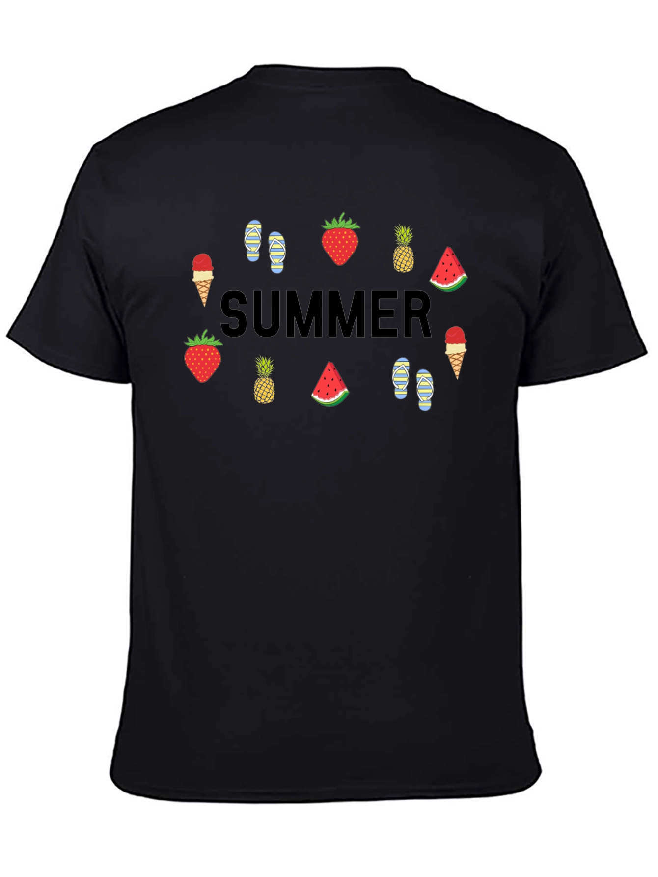 Summer Themed Graphic Tee - Black