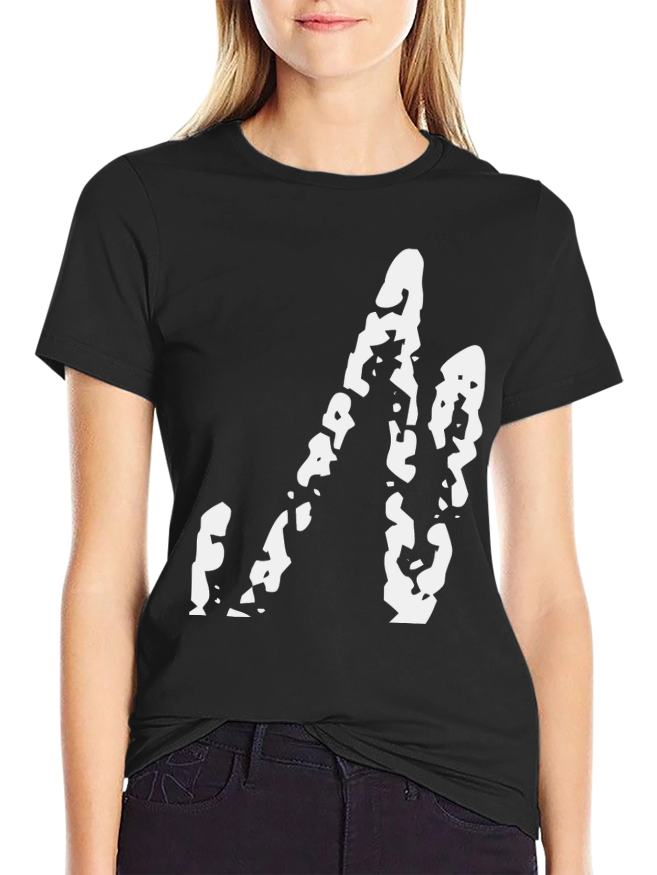 Abstract Graphic Print Black Tee