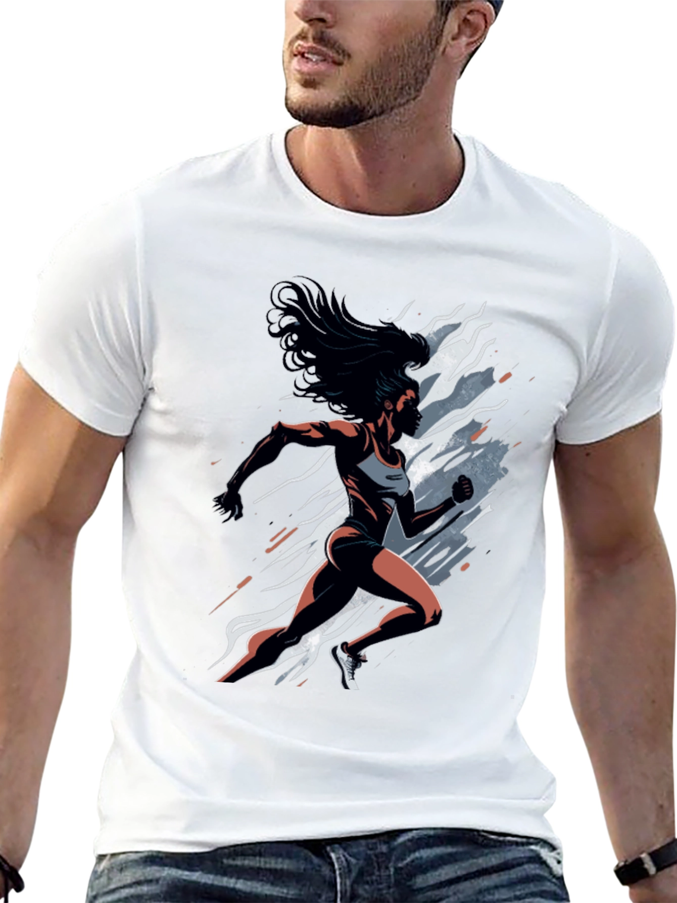 Woman Runner Graphic Tee - Black