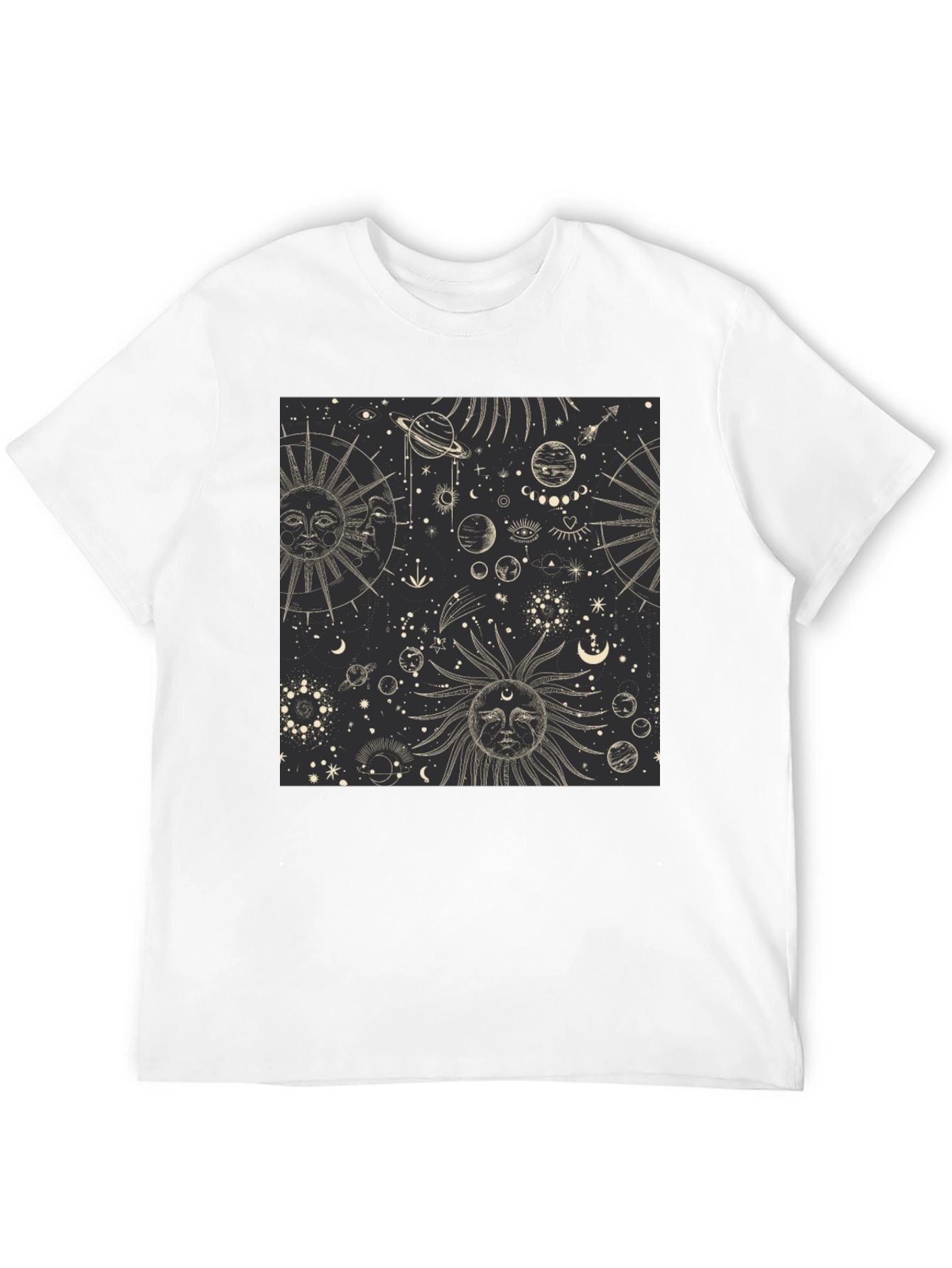 Celestial Sun & Moon Graphic Print Black T-Shirt