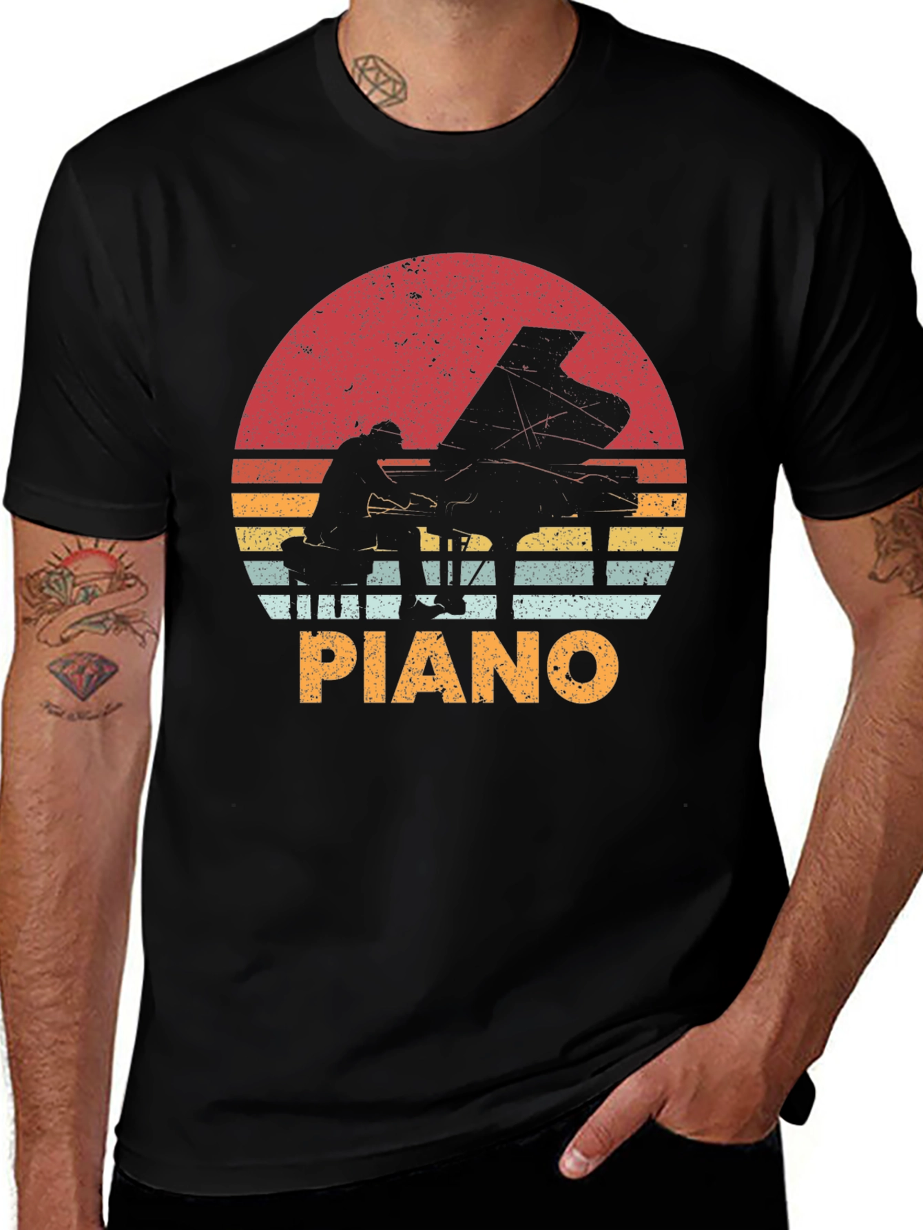 Retro Piano Sunset T-Shirt | Musician Tee