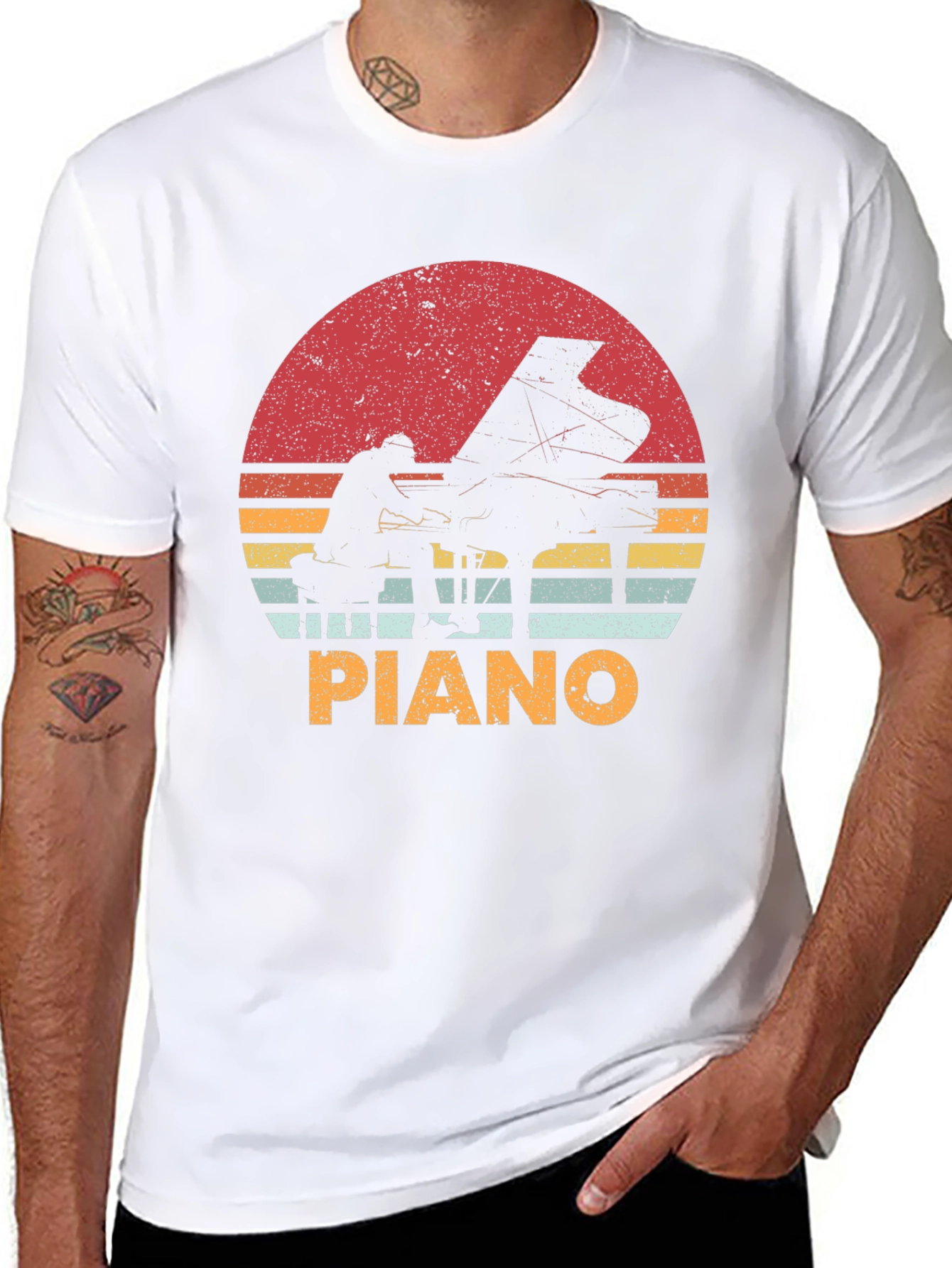 Retro Piano Sunset T-Shirt | Musician Tee