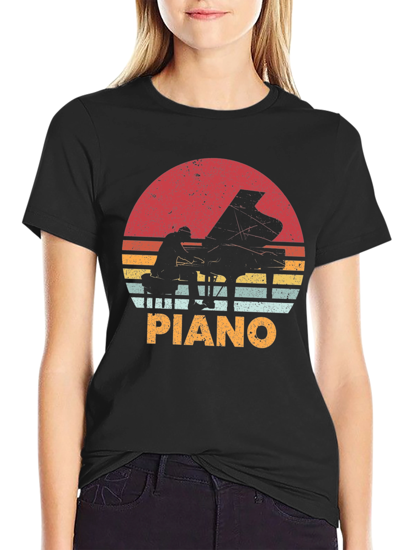 Retro Piano Sunset T-Shirt | Musician Tee
