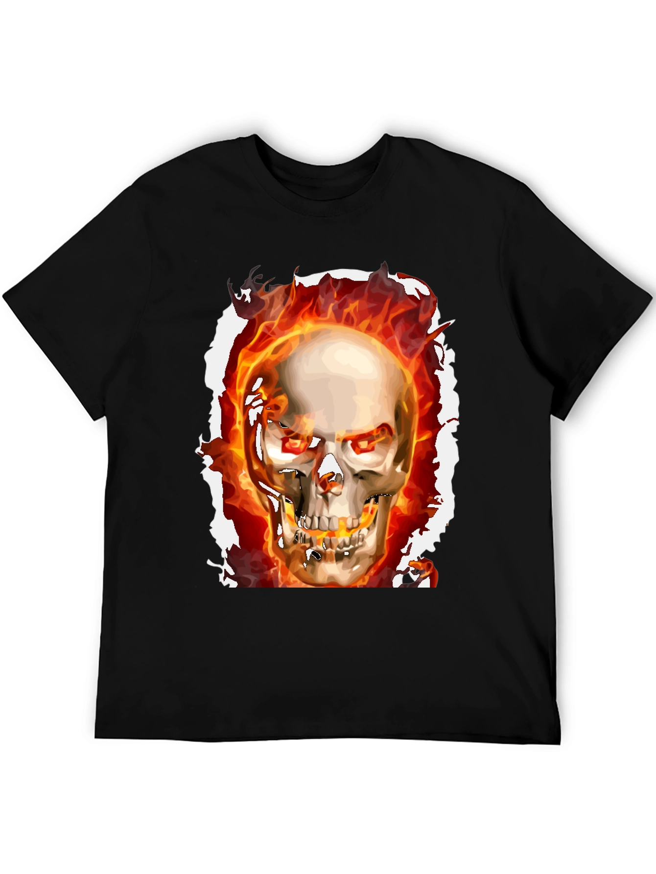 Fiery Skull Graphic Tee - Rocker Style