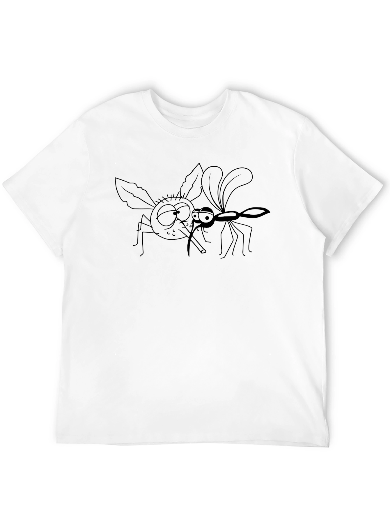 Funny Mosquito Cartoon Graphic T-Shirt - Black