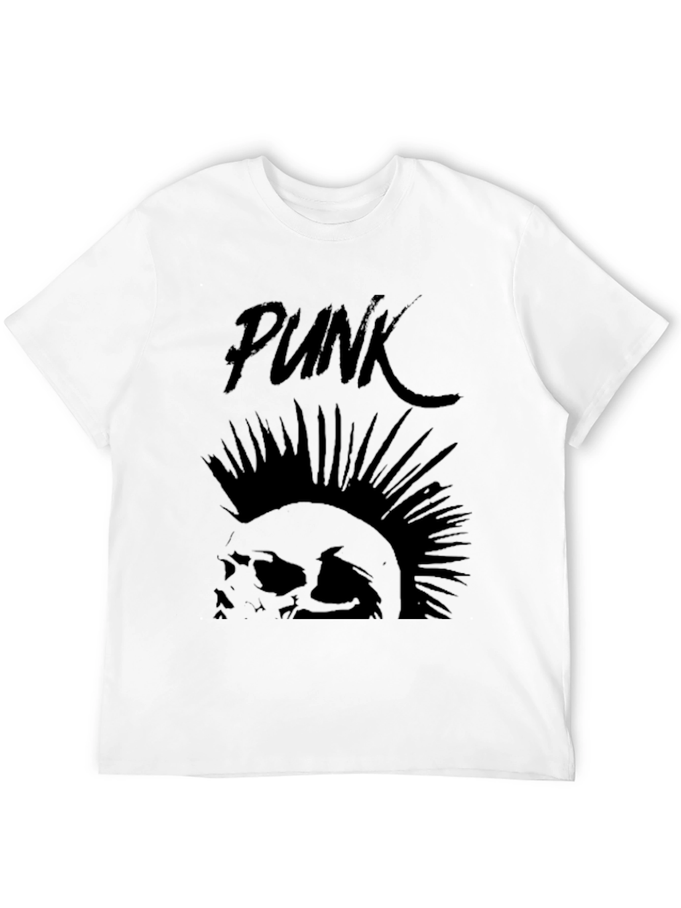 Punk Skull Graphic Tee - Black Cotton T-Shirt
