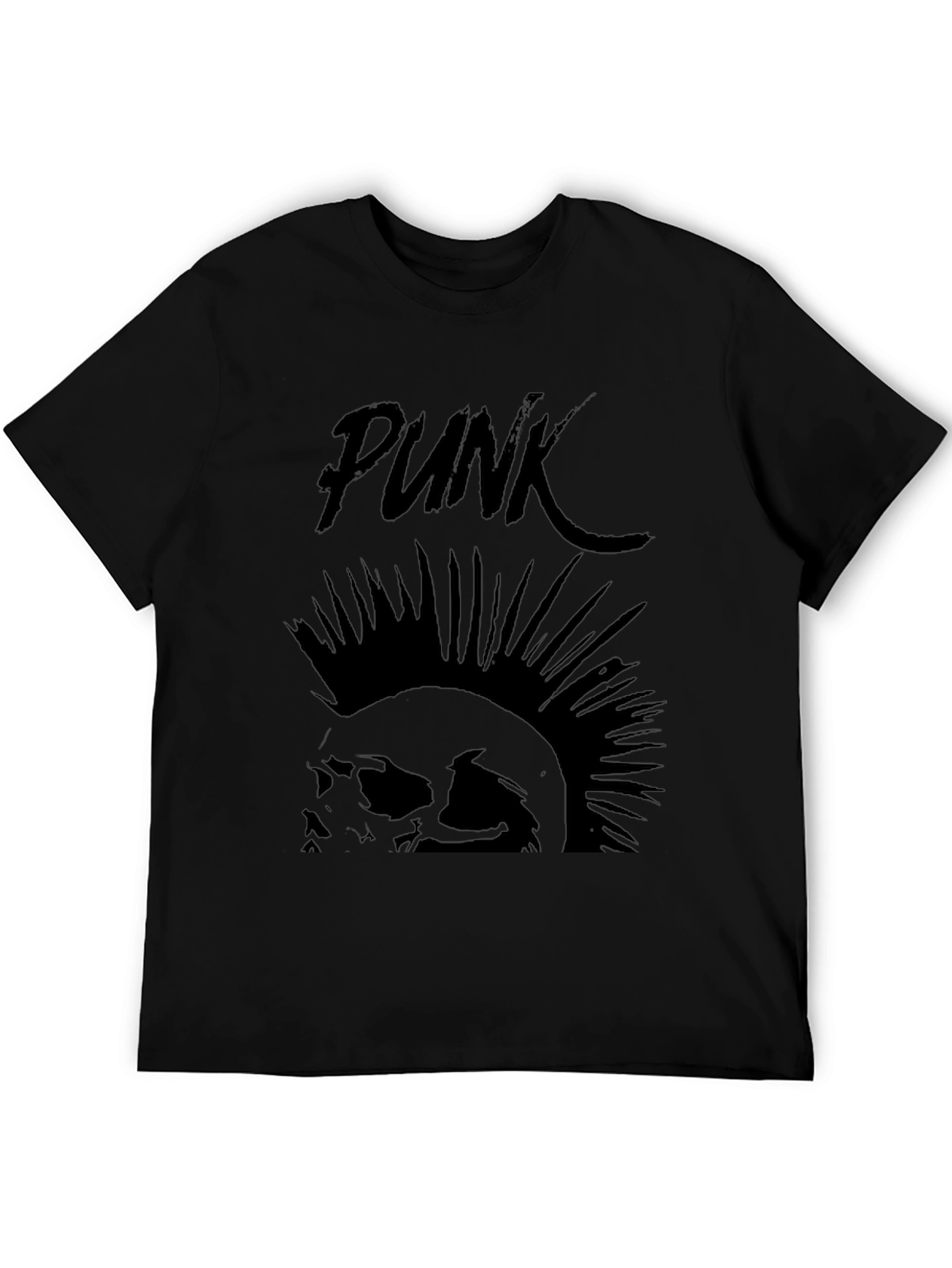 Punk Skull Graphic Tee - Black Cotton T-Shirt
