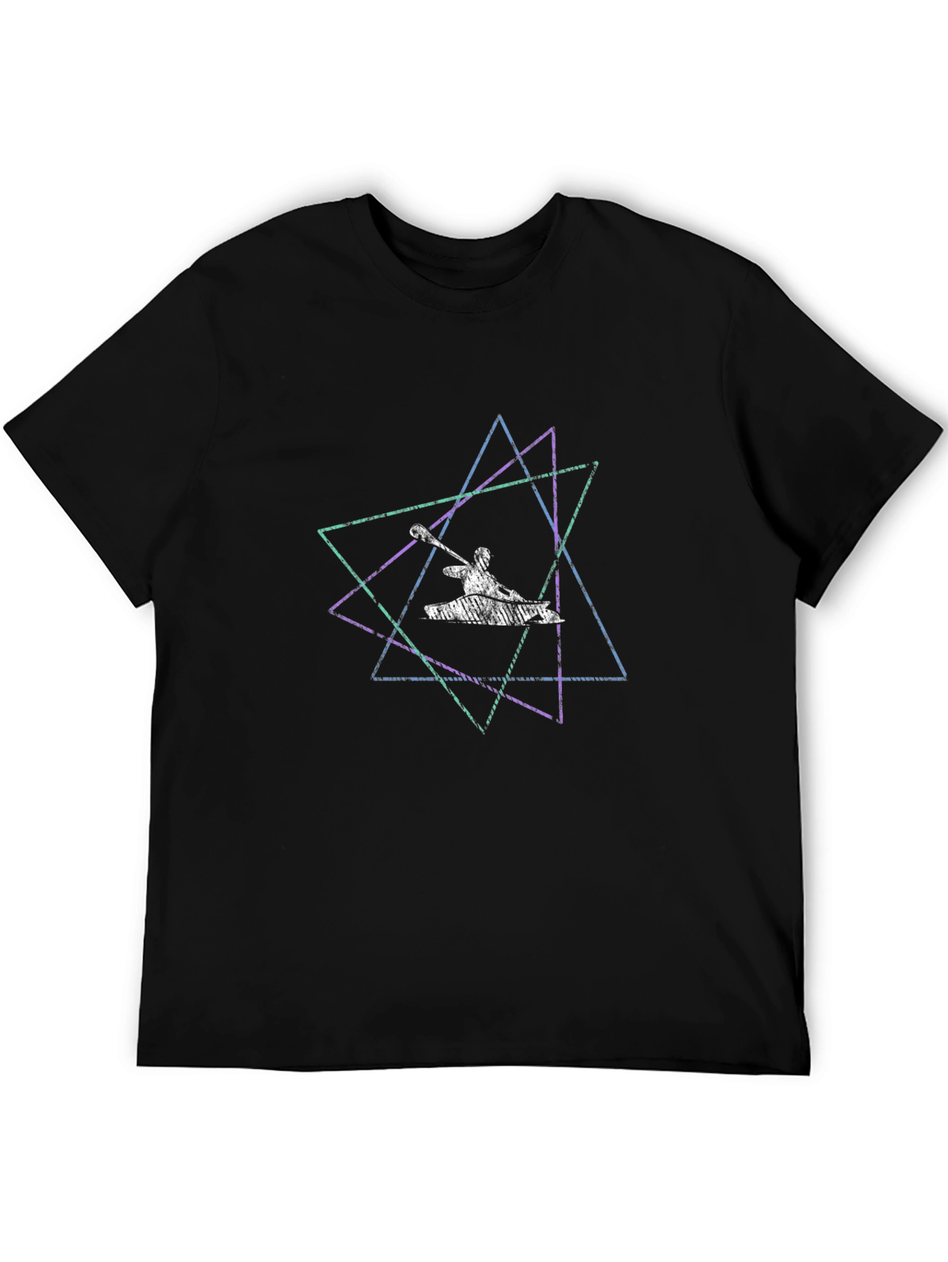 Geometric Kayak Graphic Tee - Stylish Mens Black T-Shirt