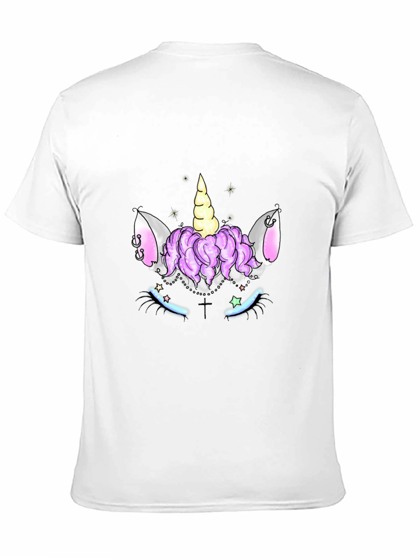 Unicorn Face Graphic Black T-Shirt