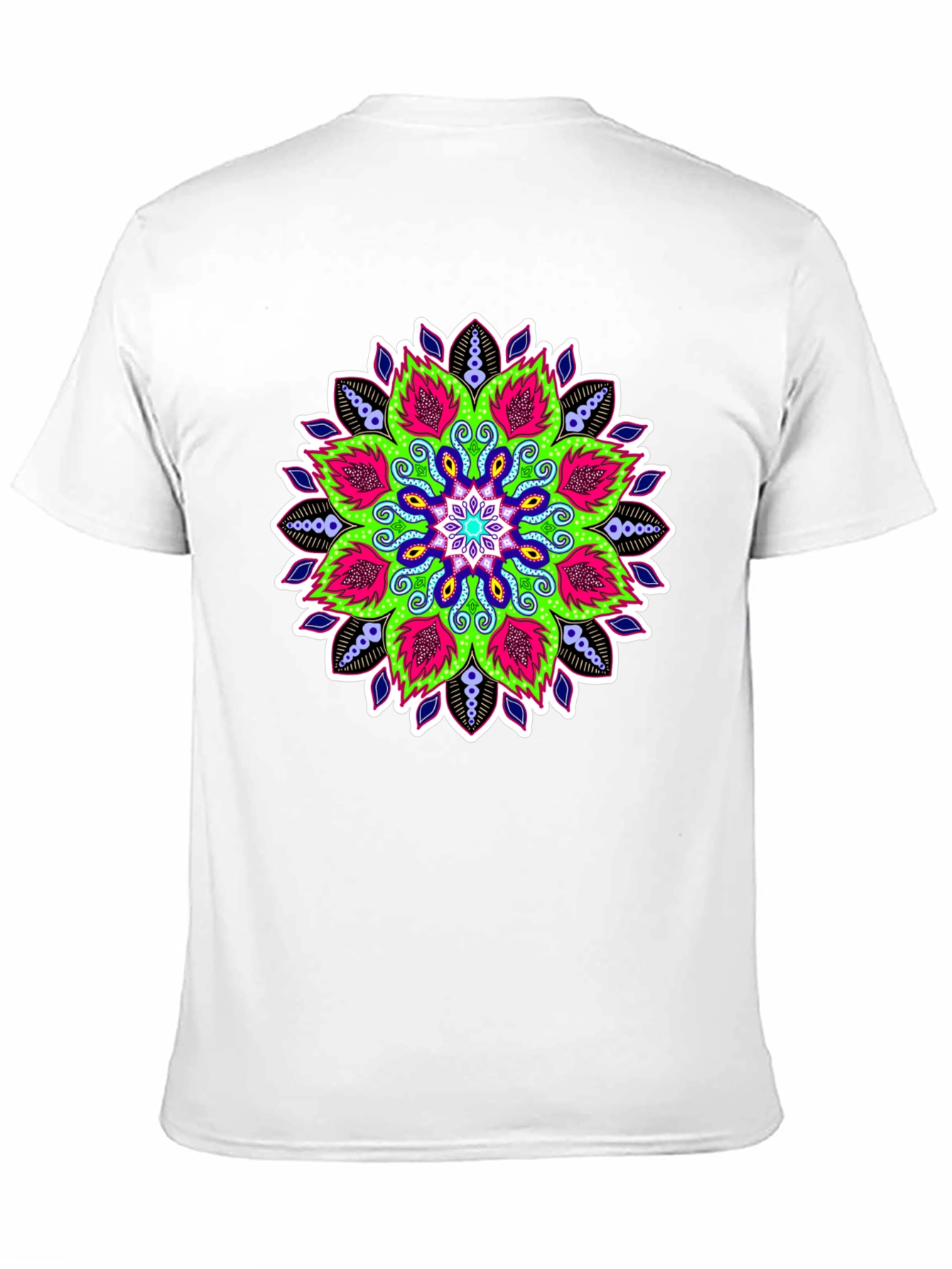Vibrant Mandala Graphic Print Black Tee