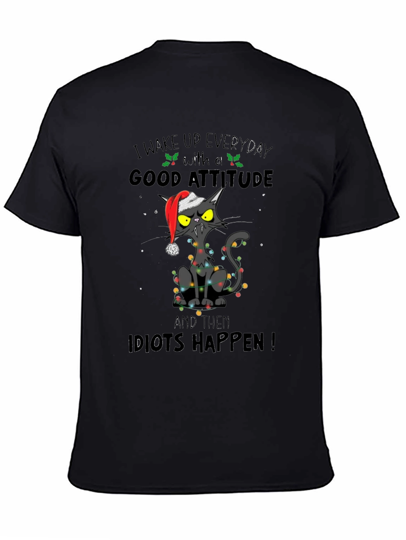 Grumpy Cat Christmas T-Shirt: Idiots Happen!