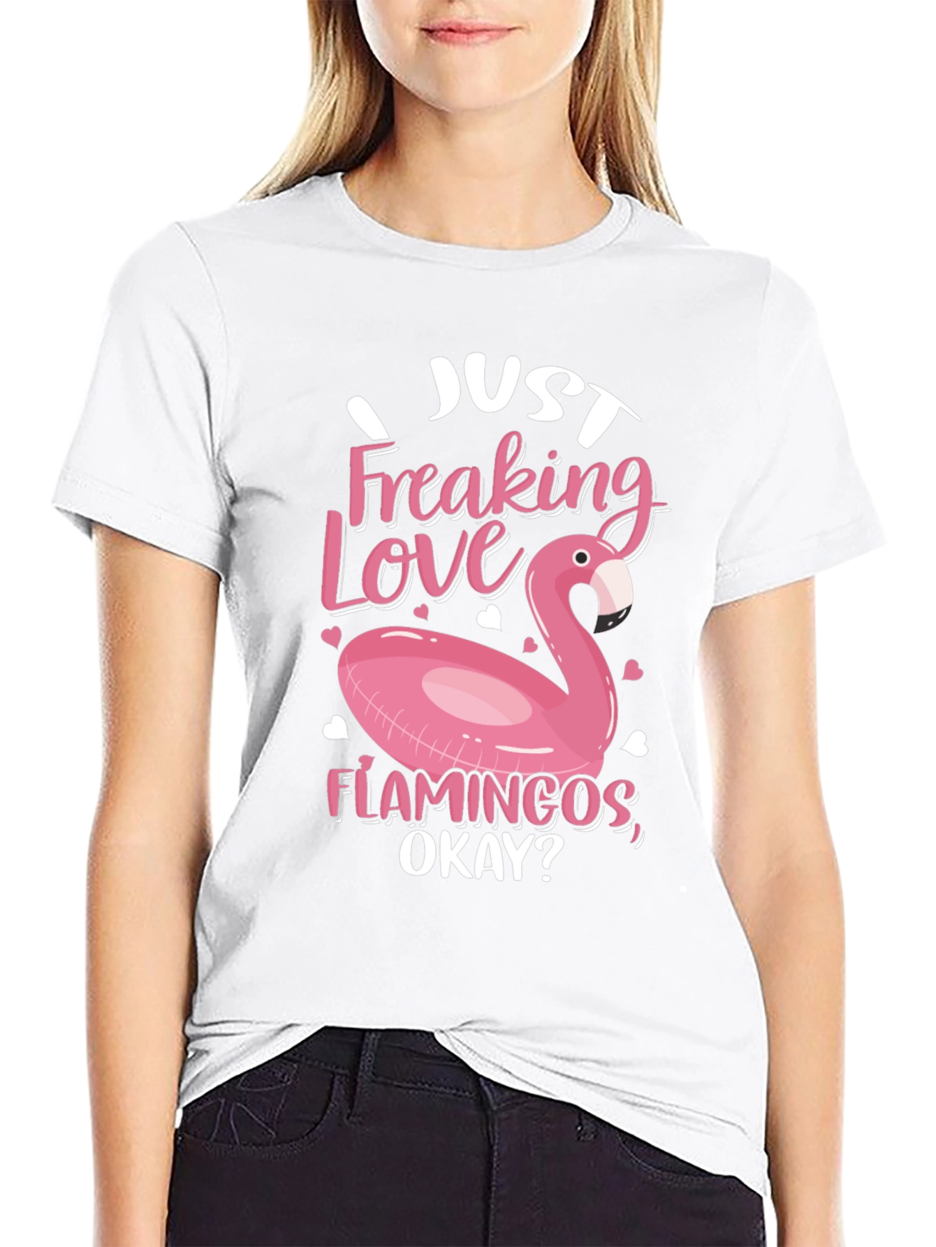 Just Freaking Love Flamingos Black T-Shirt