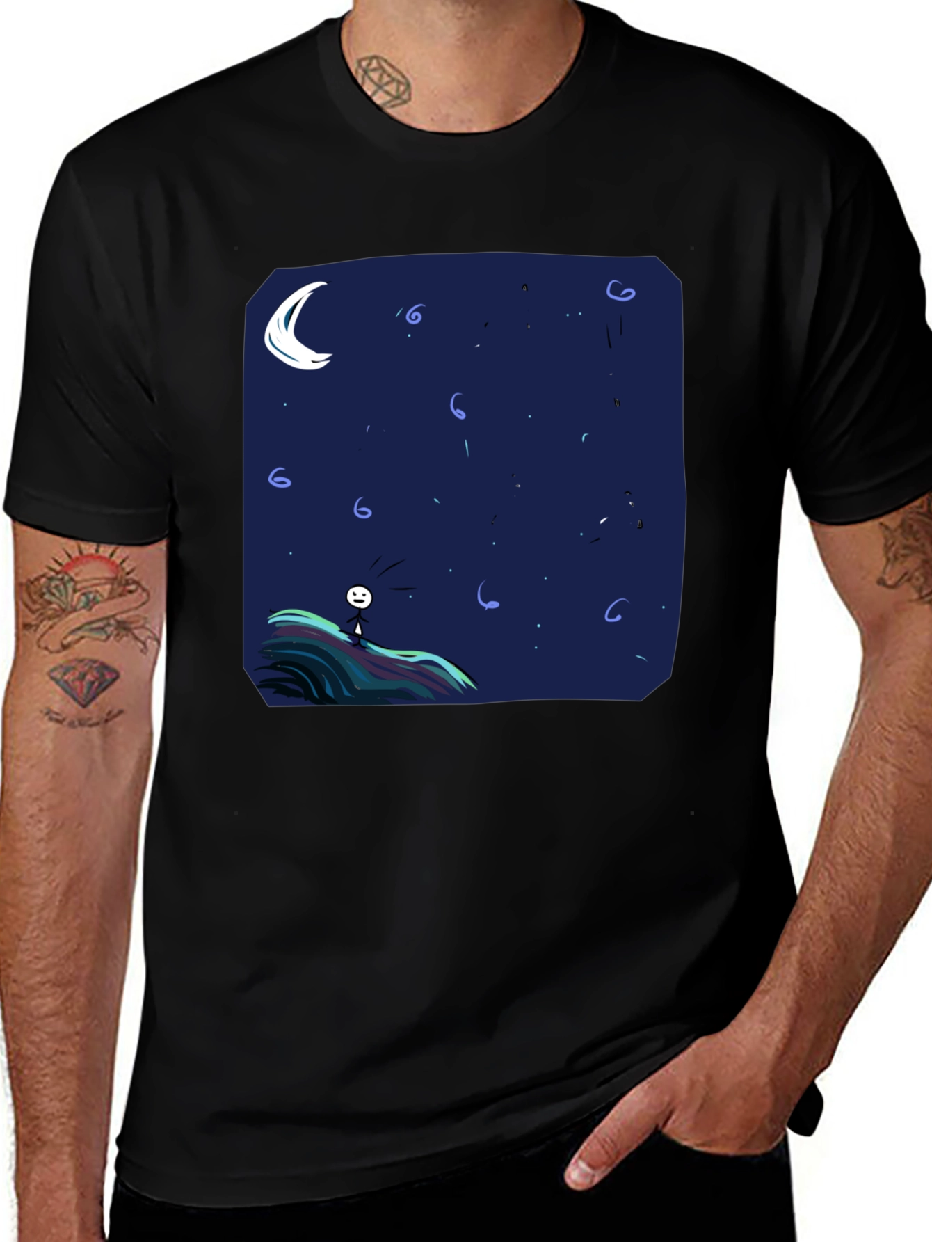 Night Sky Graphic Tee - Mens Black T-Shirt