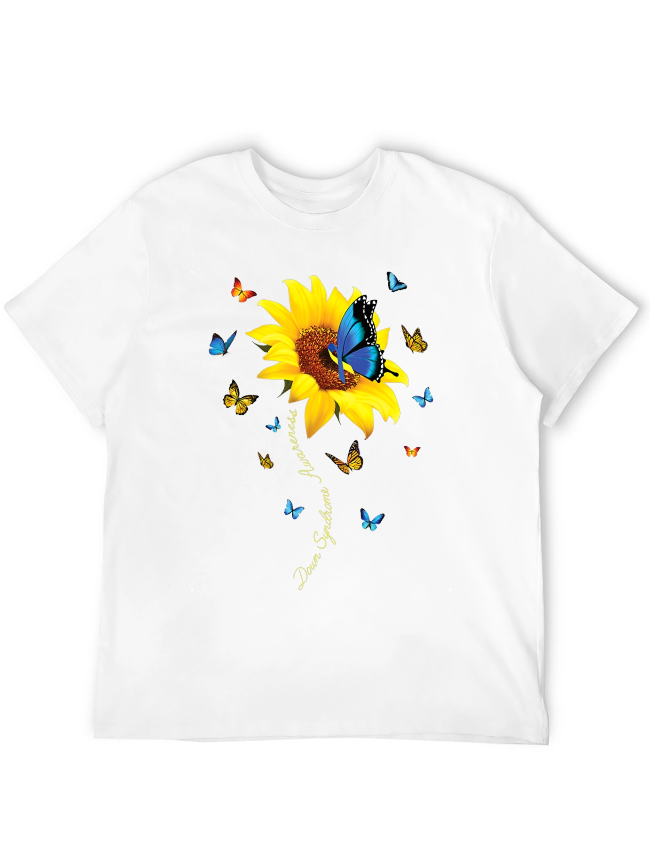 Down Syndrome Awareness Butterfly Sunflower T-Shirt