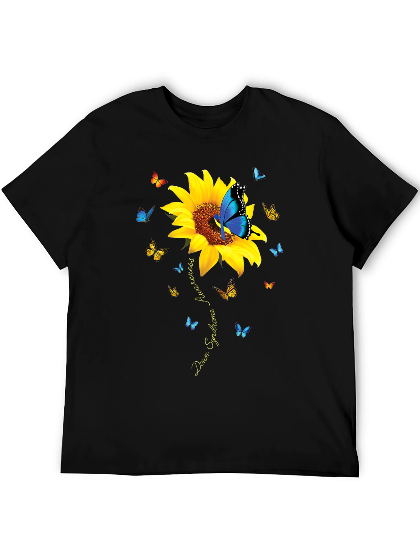 Down Syndrome Awareness Butterfly Sunflower T-Shirt