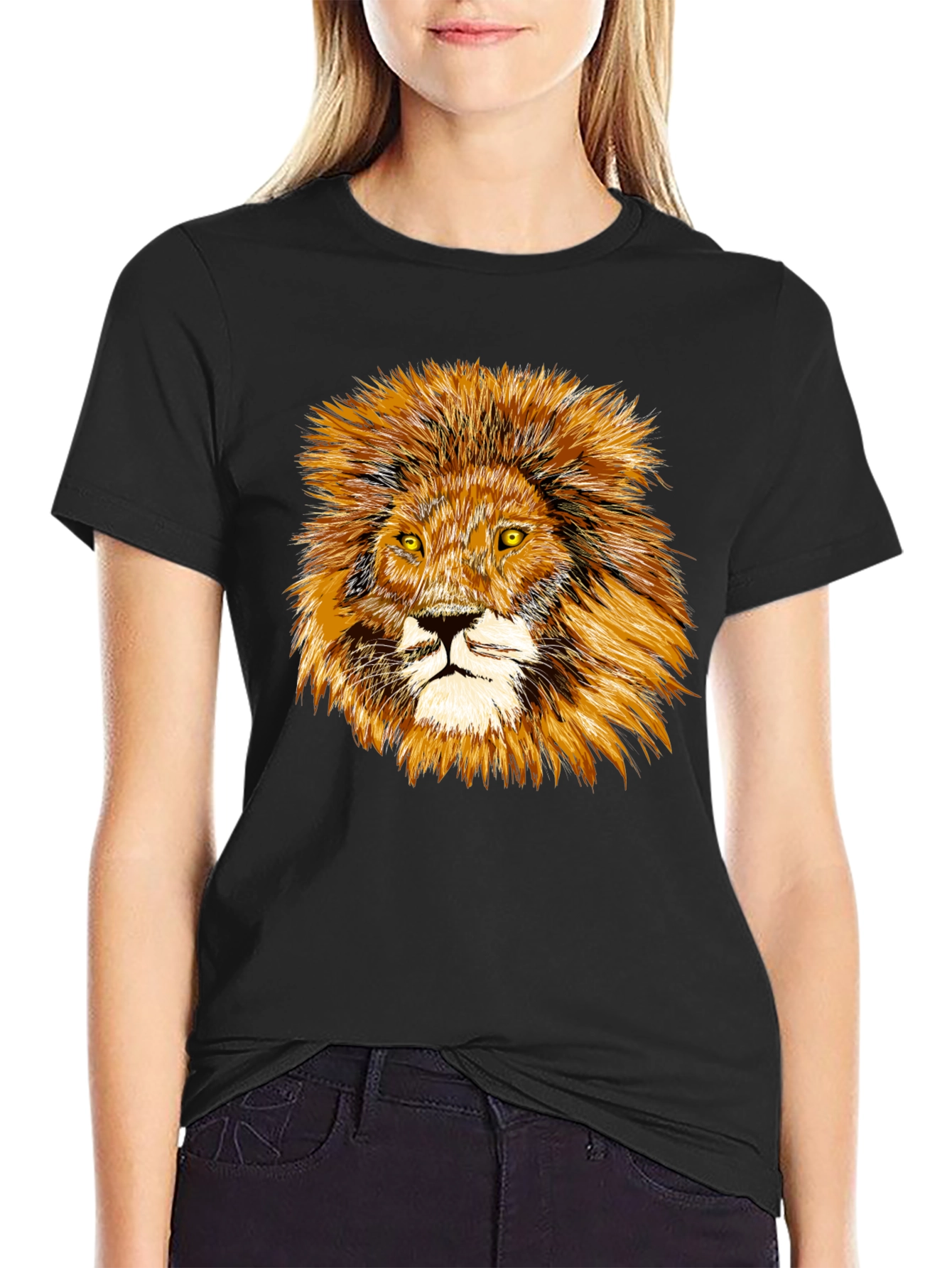 Lion Graphic Tee - Black Cotton Comfort