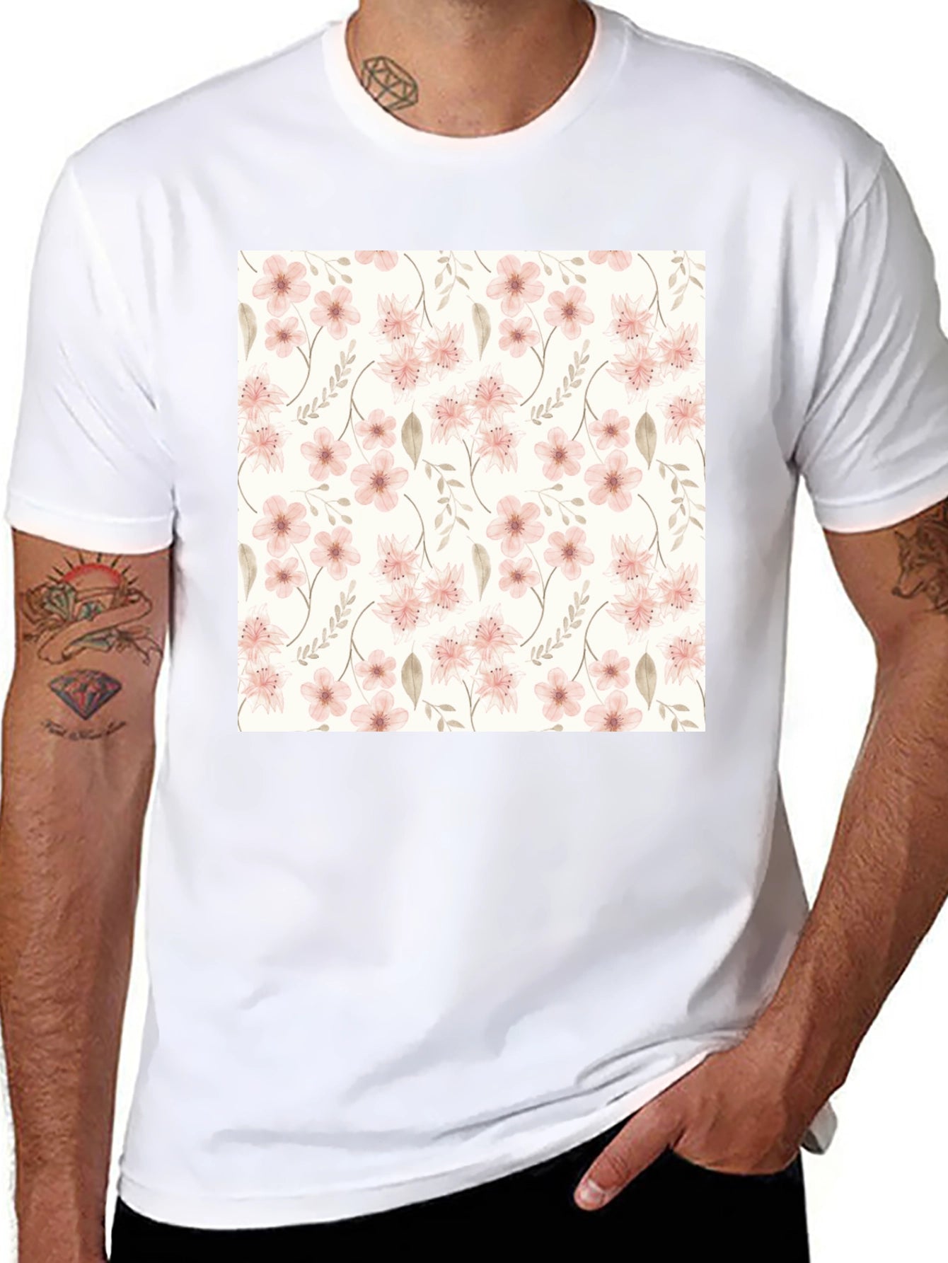 Floral Pattern Black T-Shirt - Stylish Casual Wear