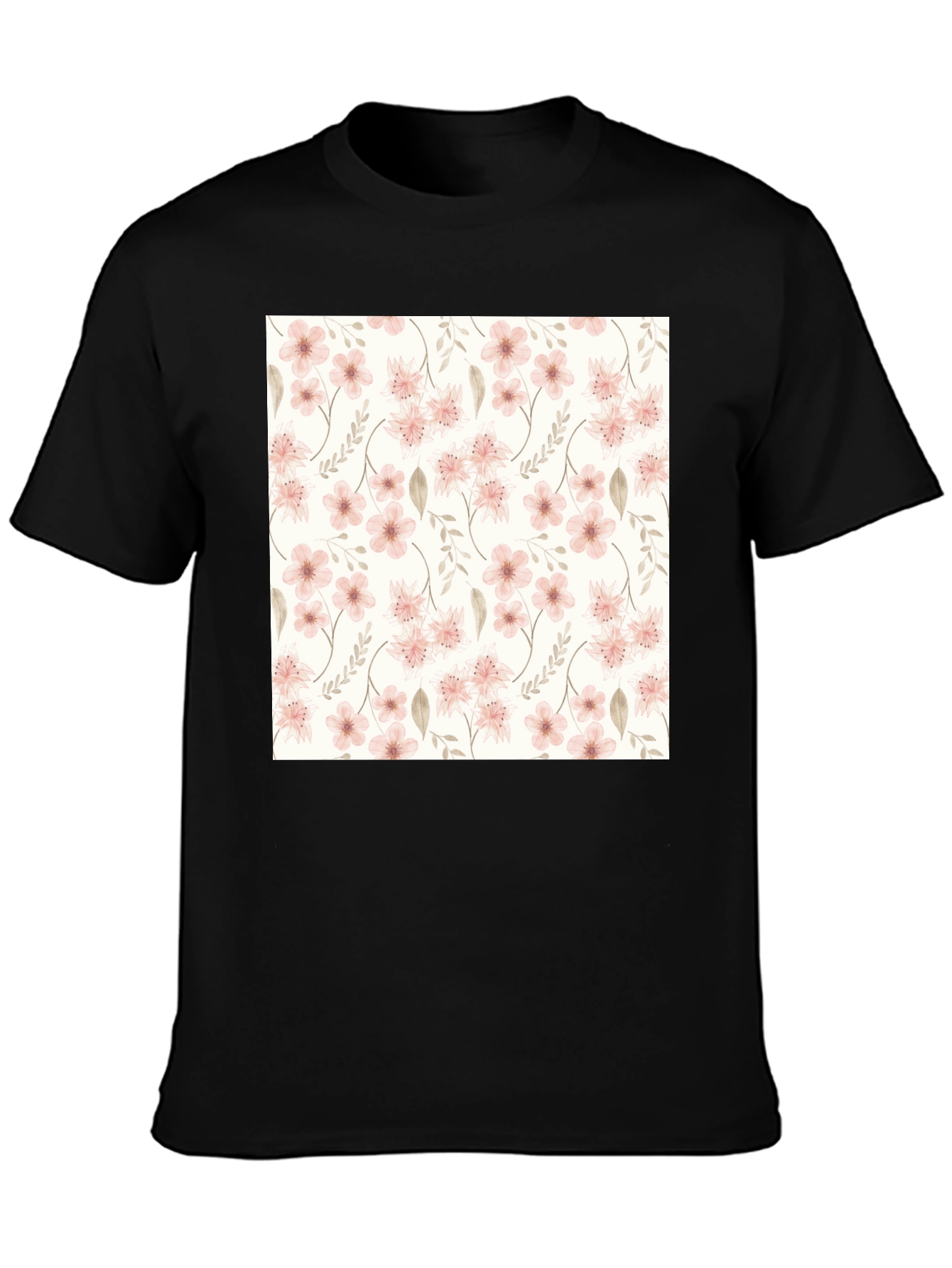 Floral Pattern Black T-Shirt - Stylish Casual Wear