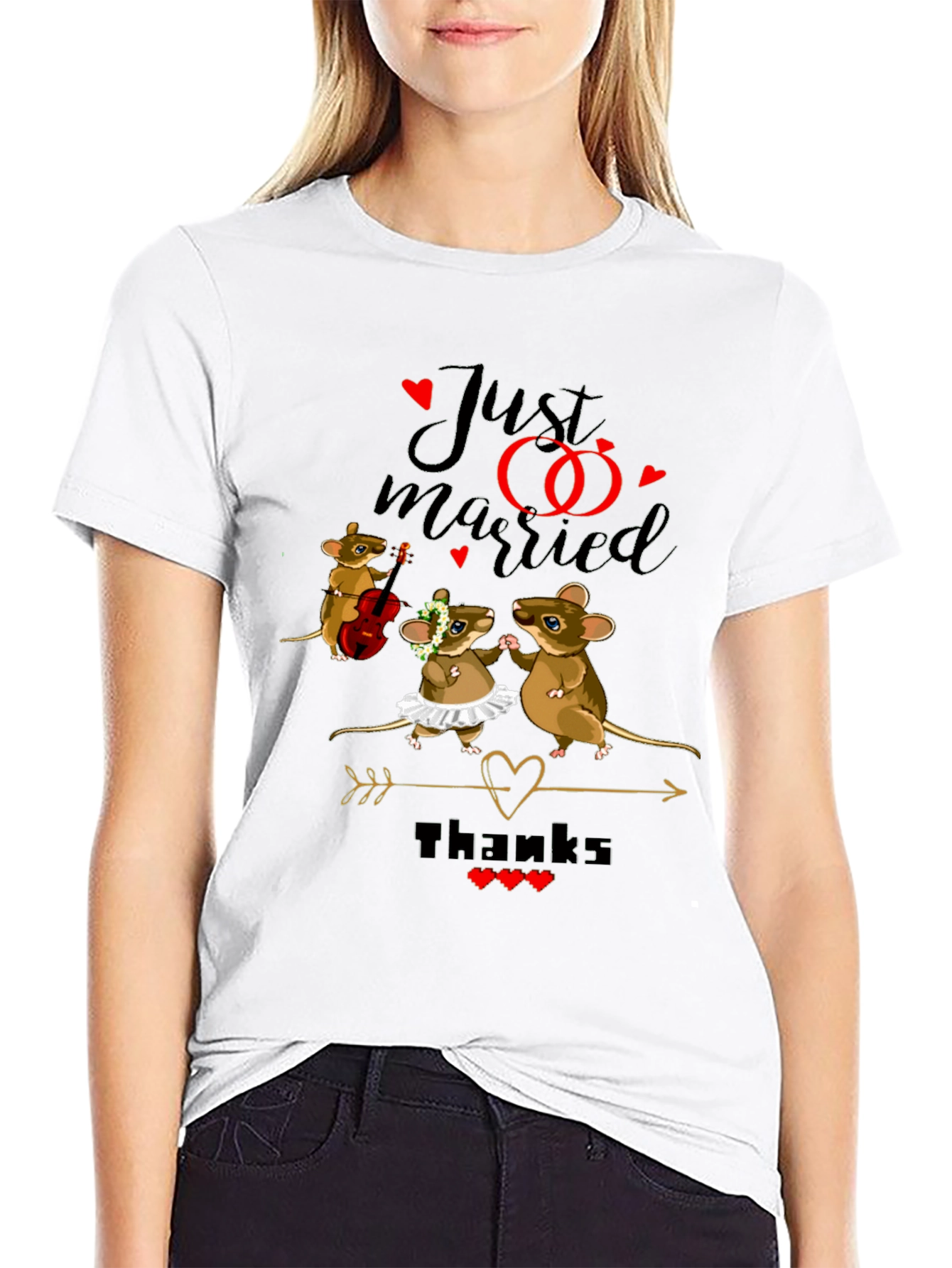 Cute Just Married Mouse Wedding T-Shirt