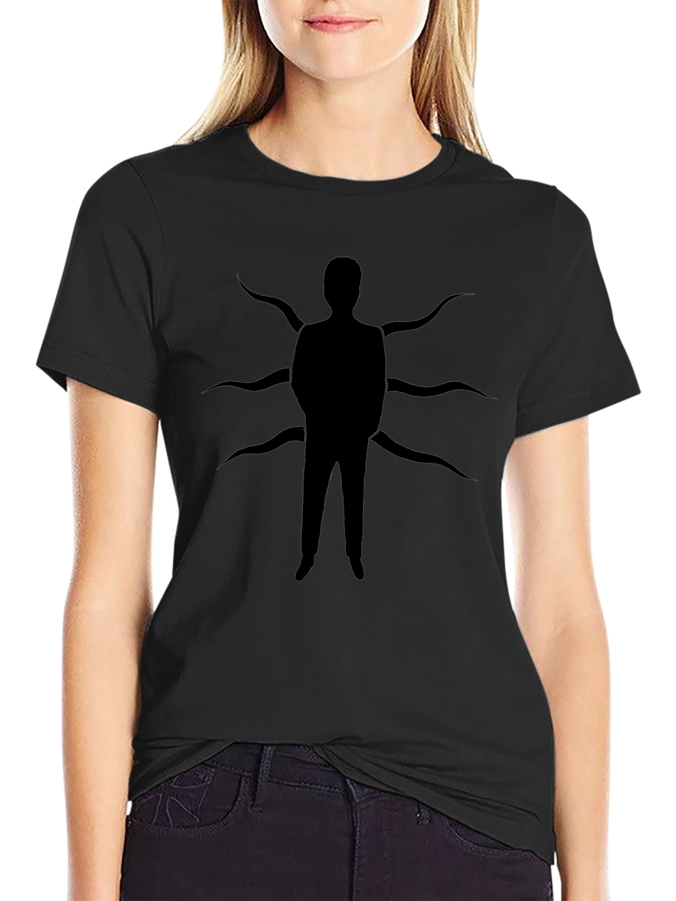 Slender Man Graphic Tee - Black Cotton T-Shirt